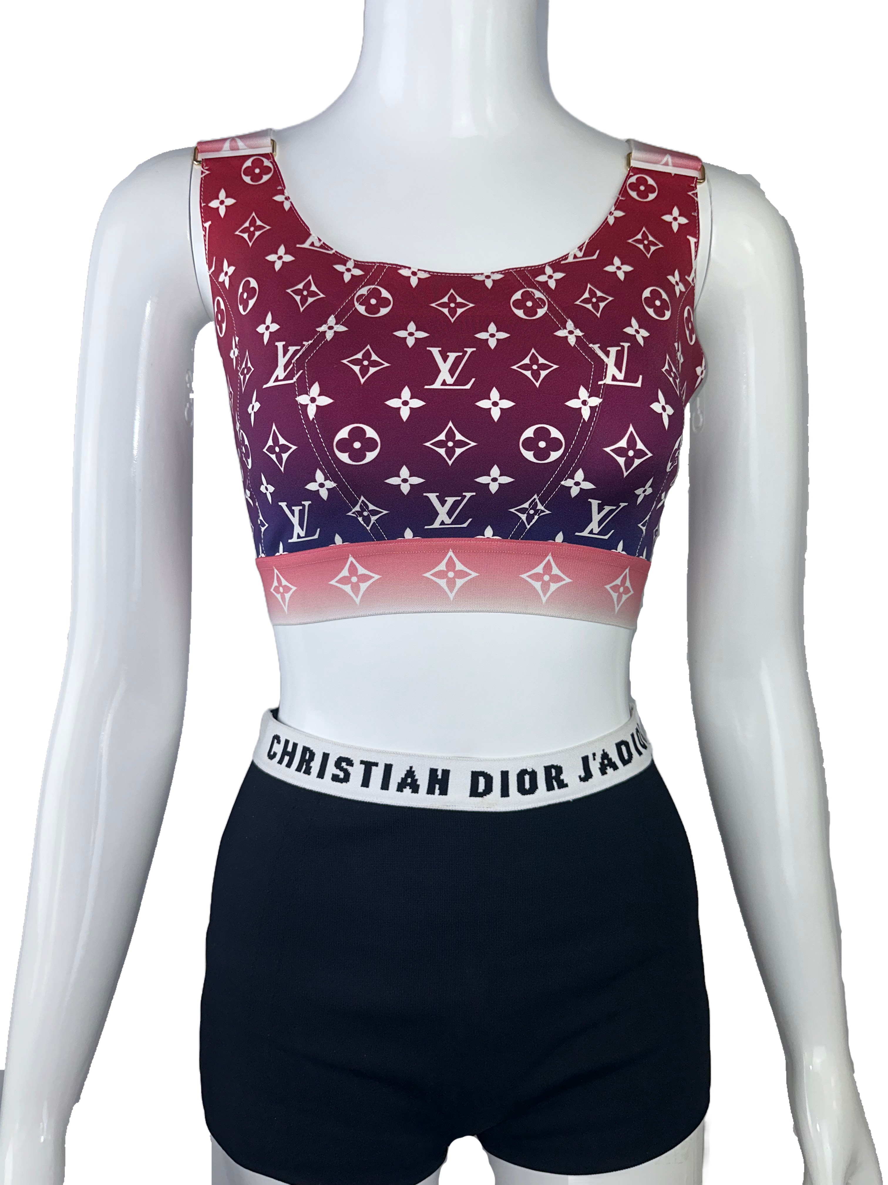 Louis Vuitton pink and purple bra with white monogram - size 34
