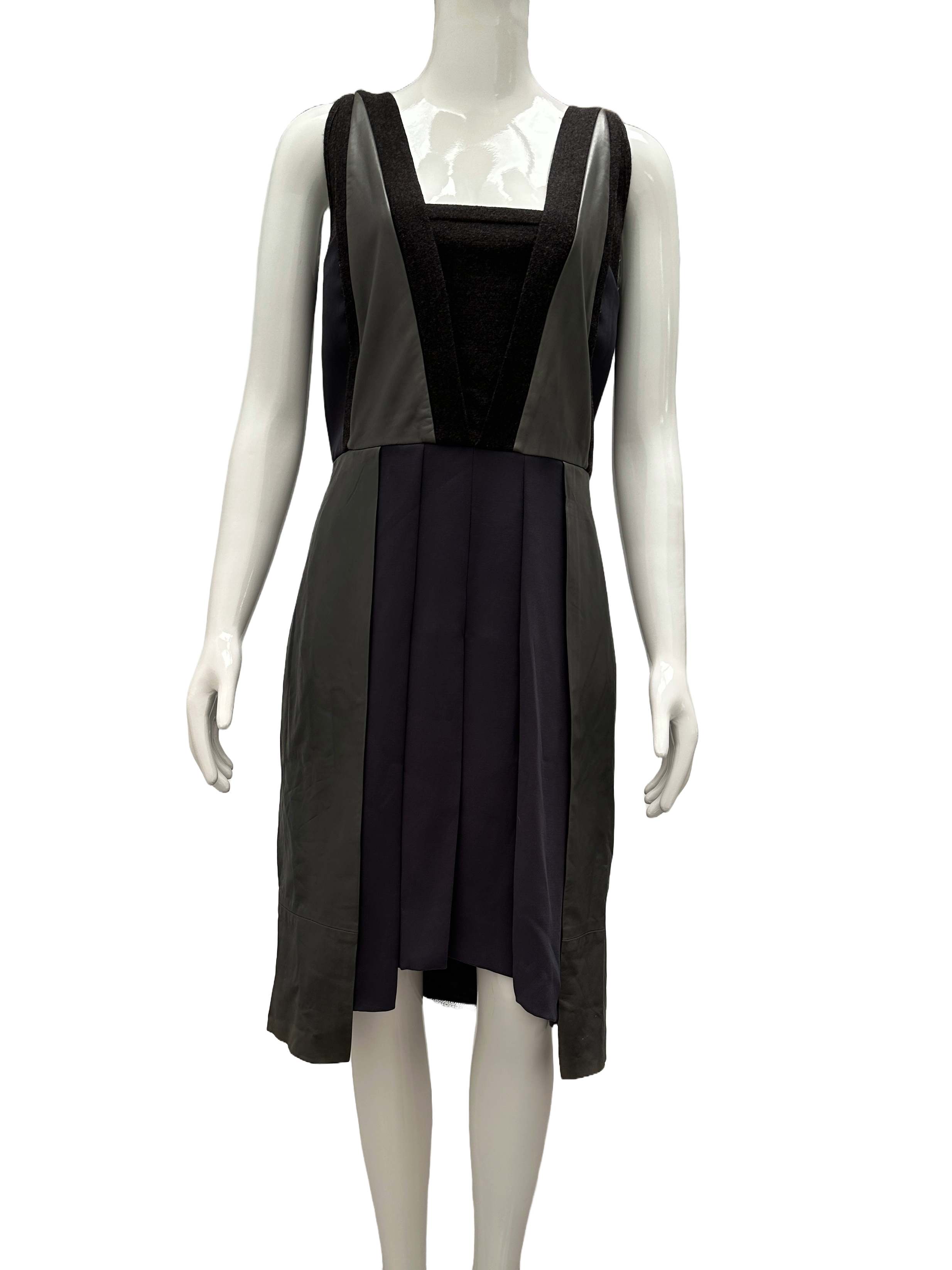 SportMax grey dress with leather details - size 40