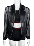 Zara transparent black bomber jacket with lines - size 34