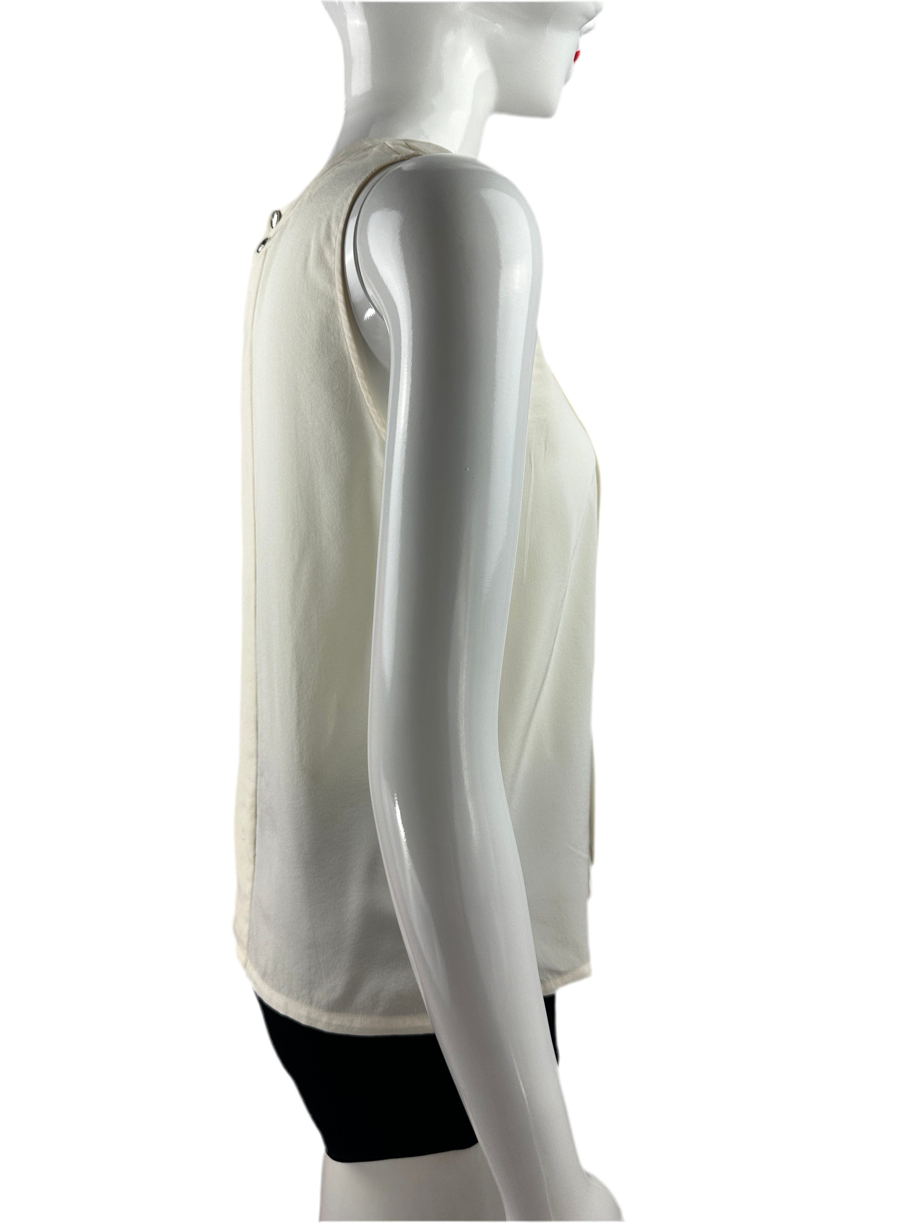 Chanel white V-neck top - size 36