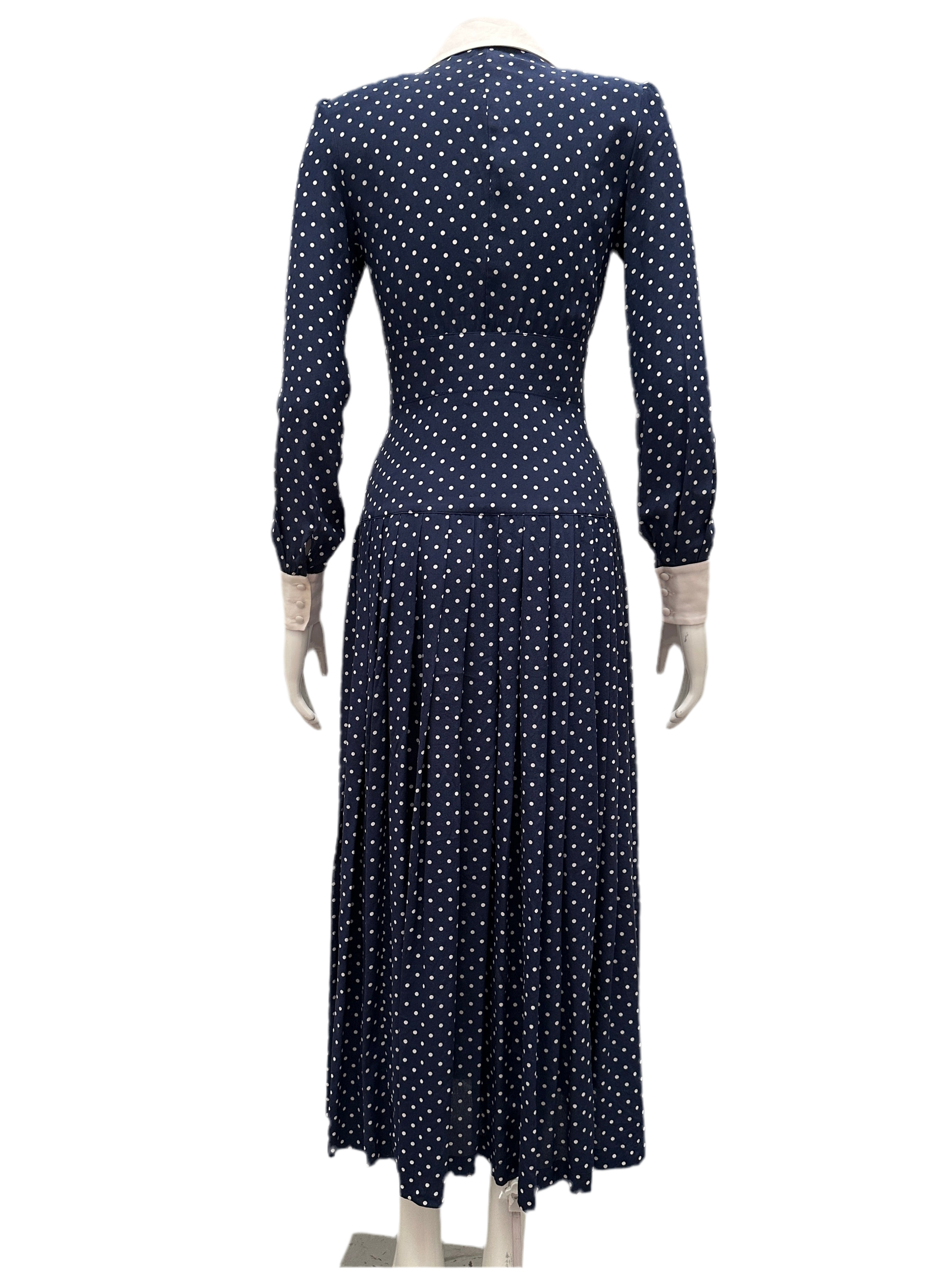 Alessandra Rich blue dress with white polka dots - size 38