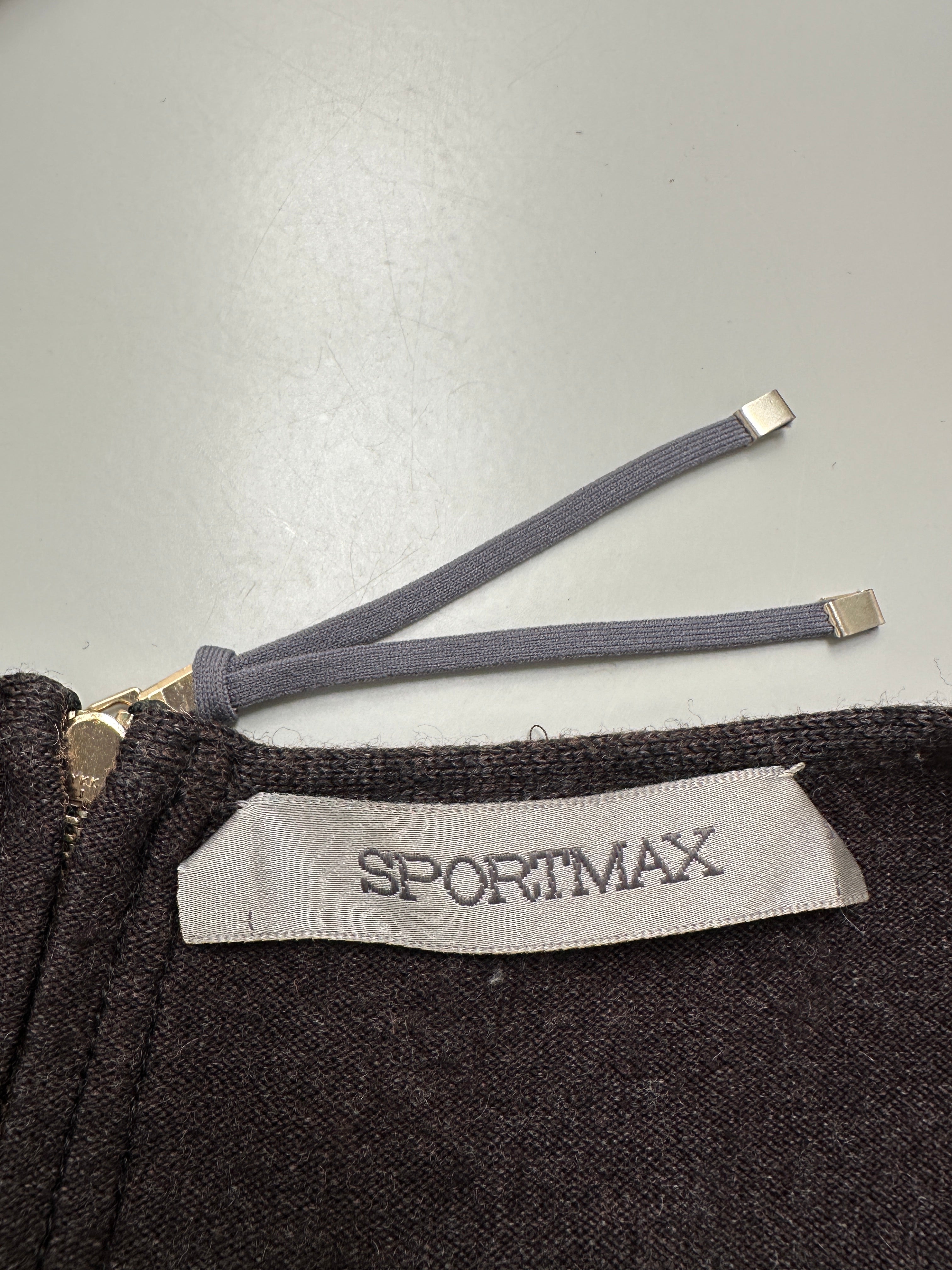 SportMax grey dress with leather details - size 40