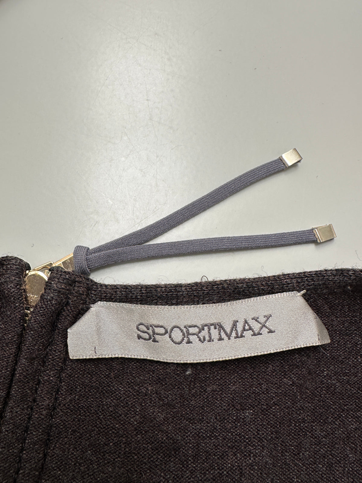 SportMax grey dress with leather details - size 40