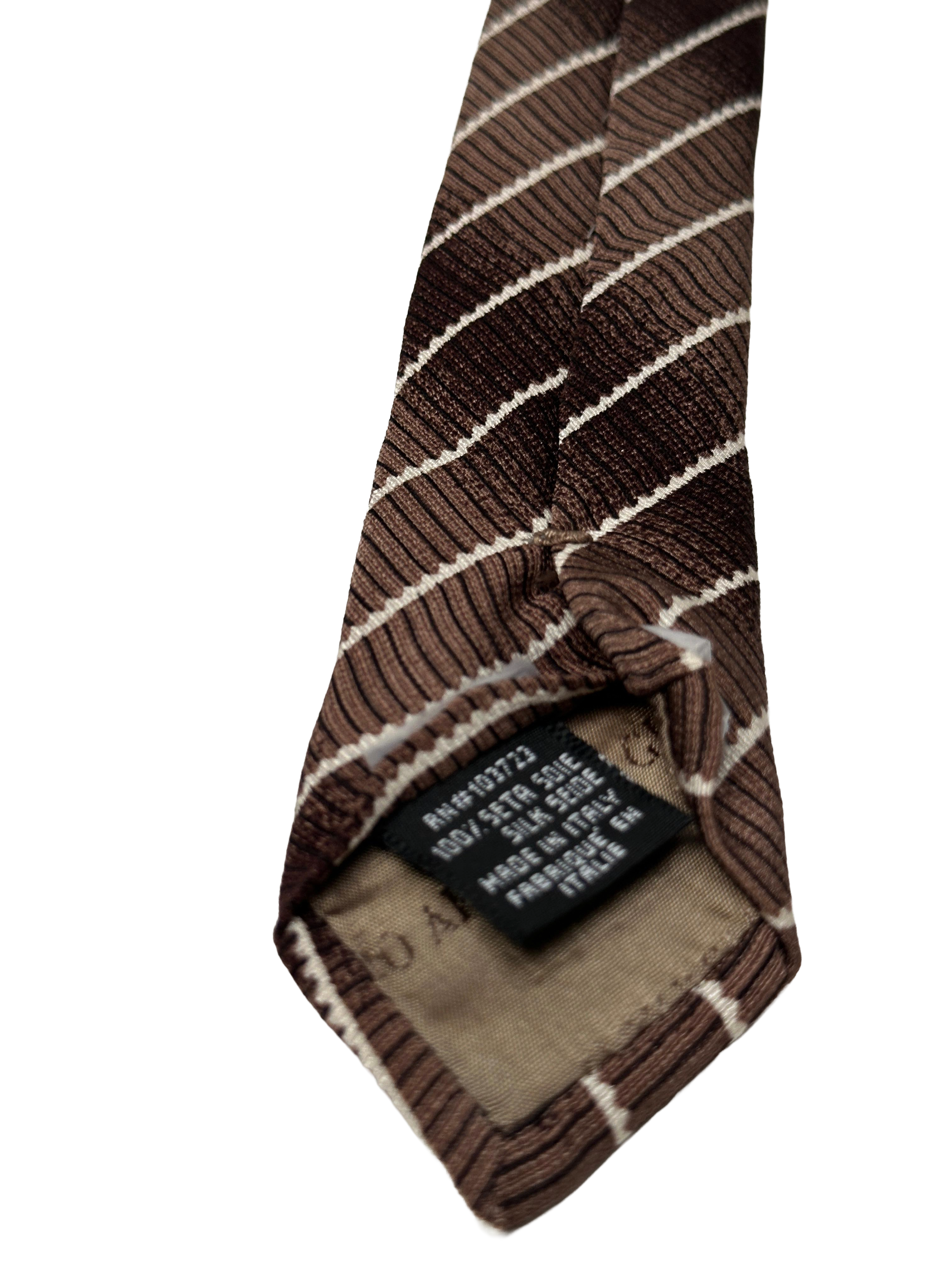 Armani Collezioni silk tie (brown & ivory stripes)