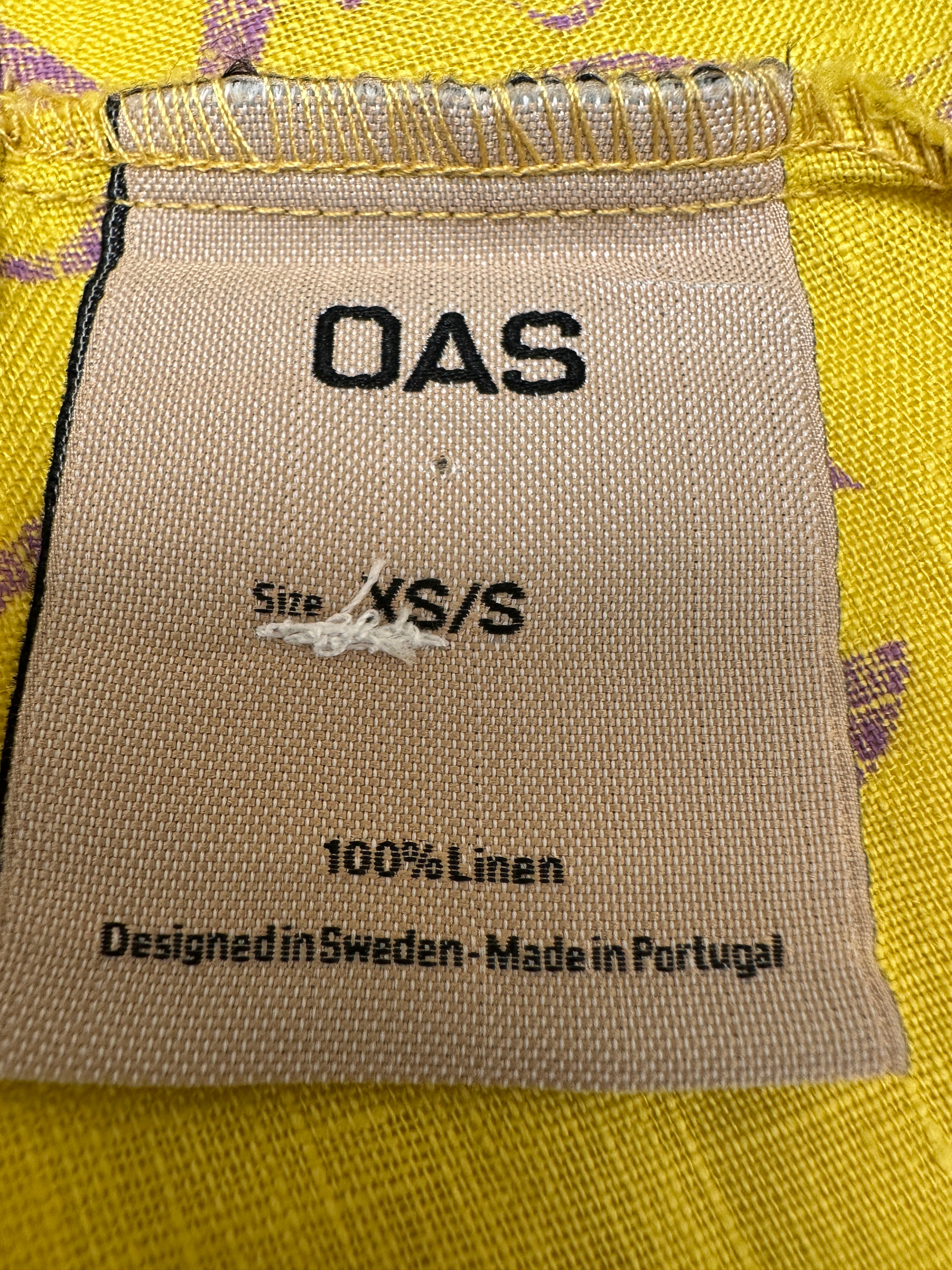 OAS yellow printed linen dress - size XS/S