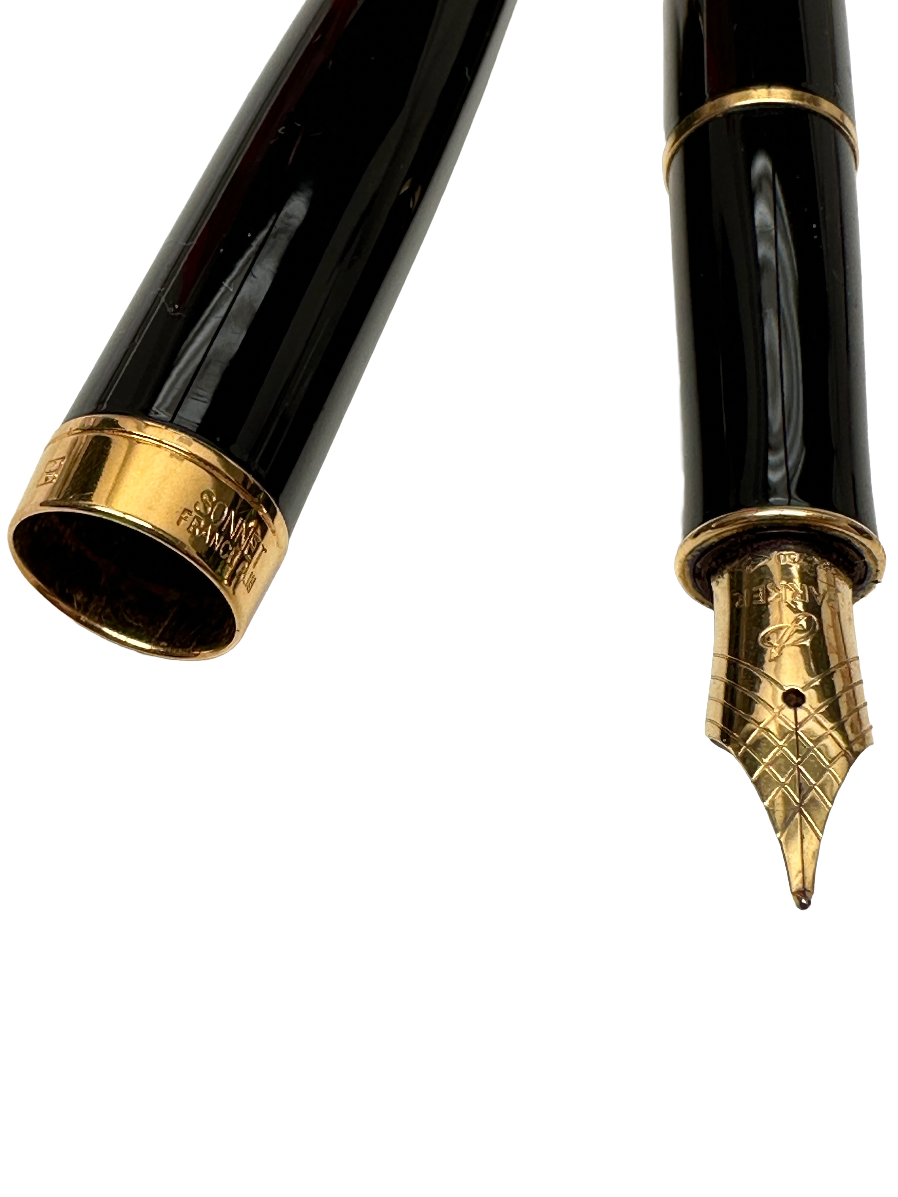 Parker Sonnet fountain pen, black lacquer with gold trim