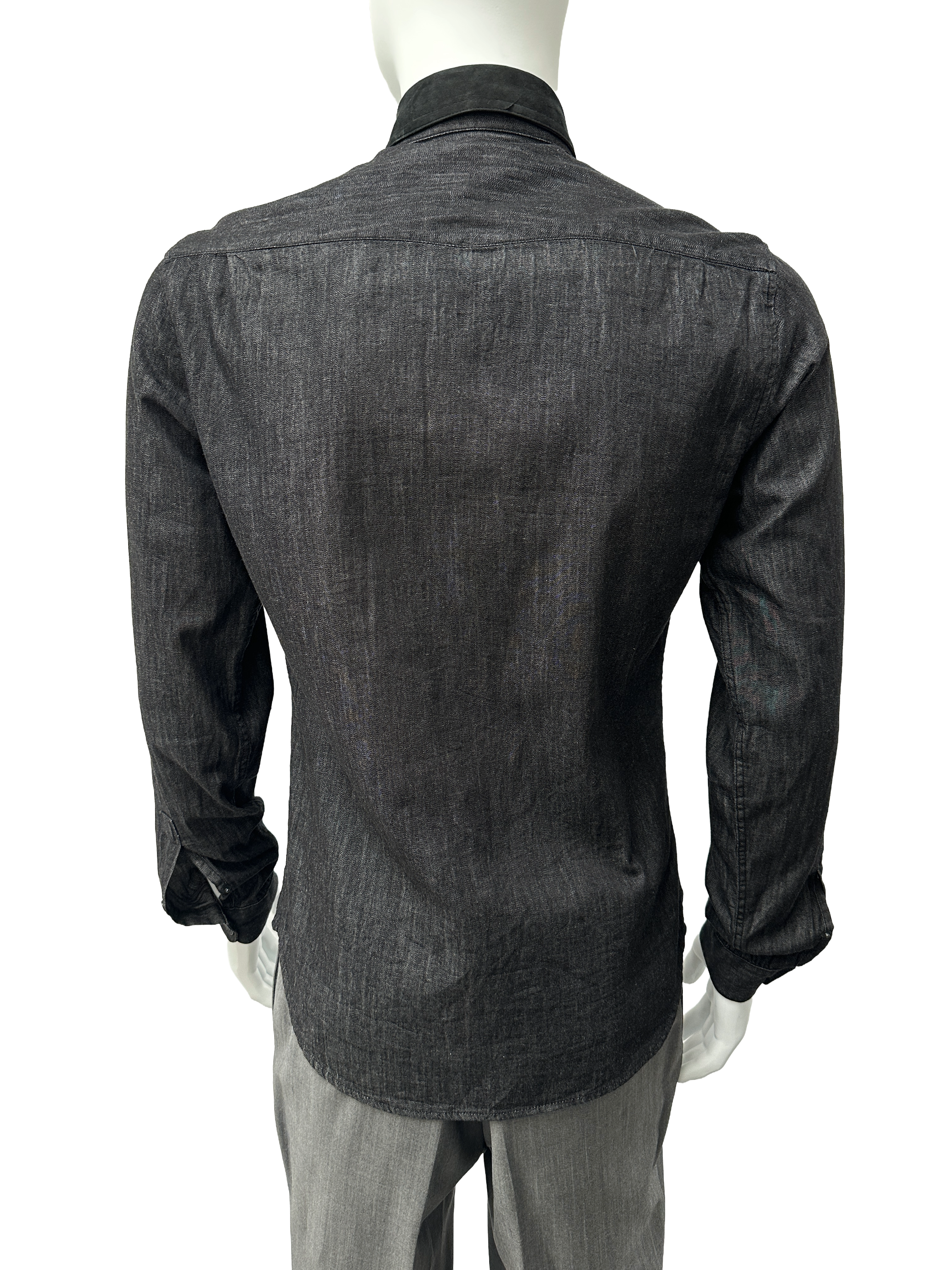 The Kooples black washed shirt with leather collar - size S