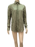 WNU white and green striped shirt - size 34