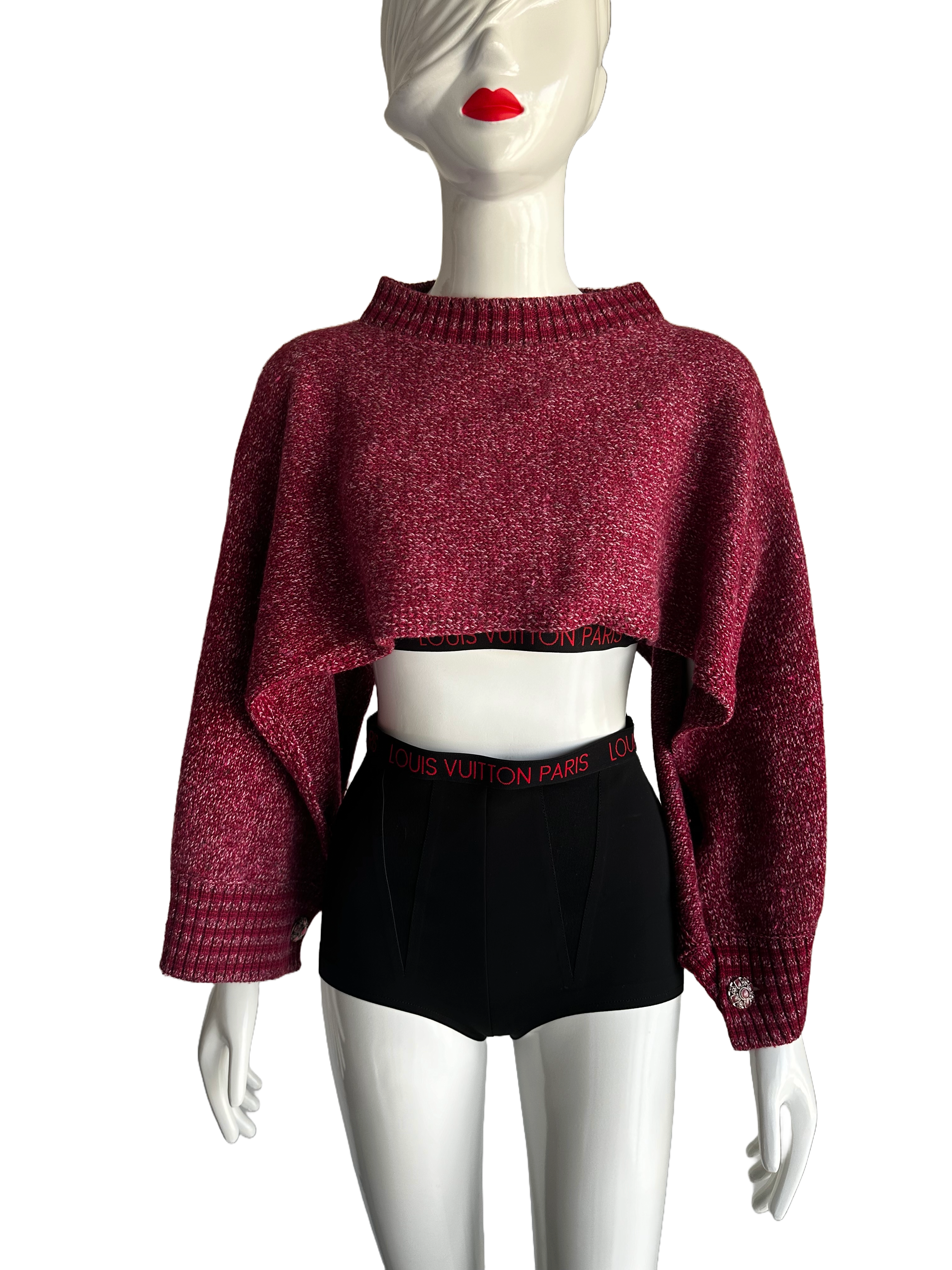 Chanel burgundy stole sweater - size 38/40
