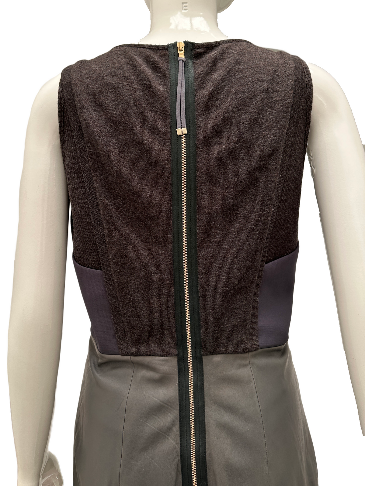 SportMax grey dress with leather details - size 40