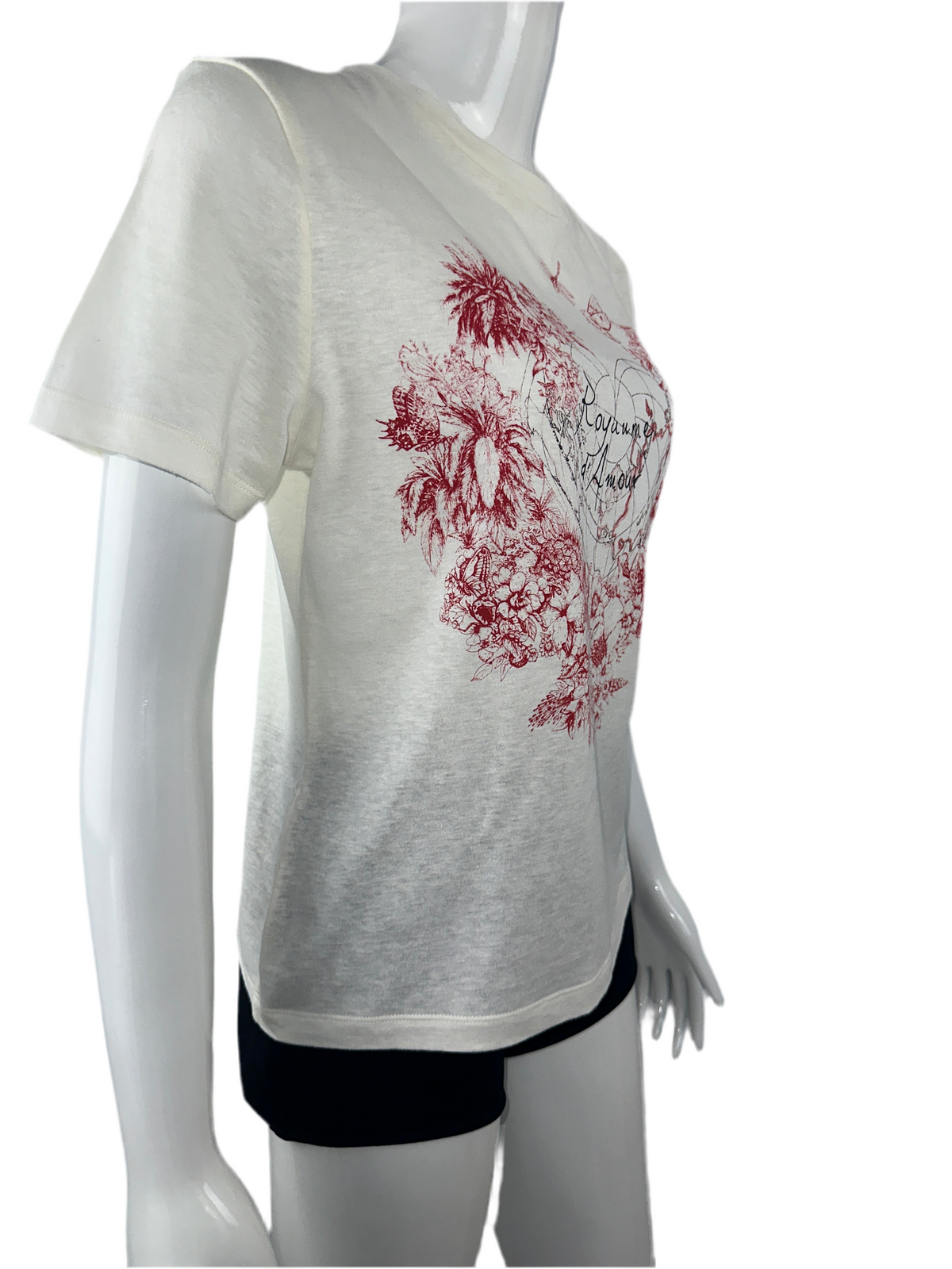 Dior white T-shirt with red design and "Royaume d'amour" inscription - size 36