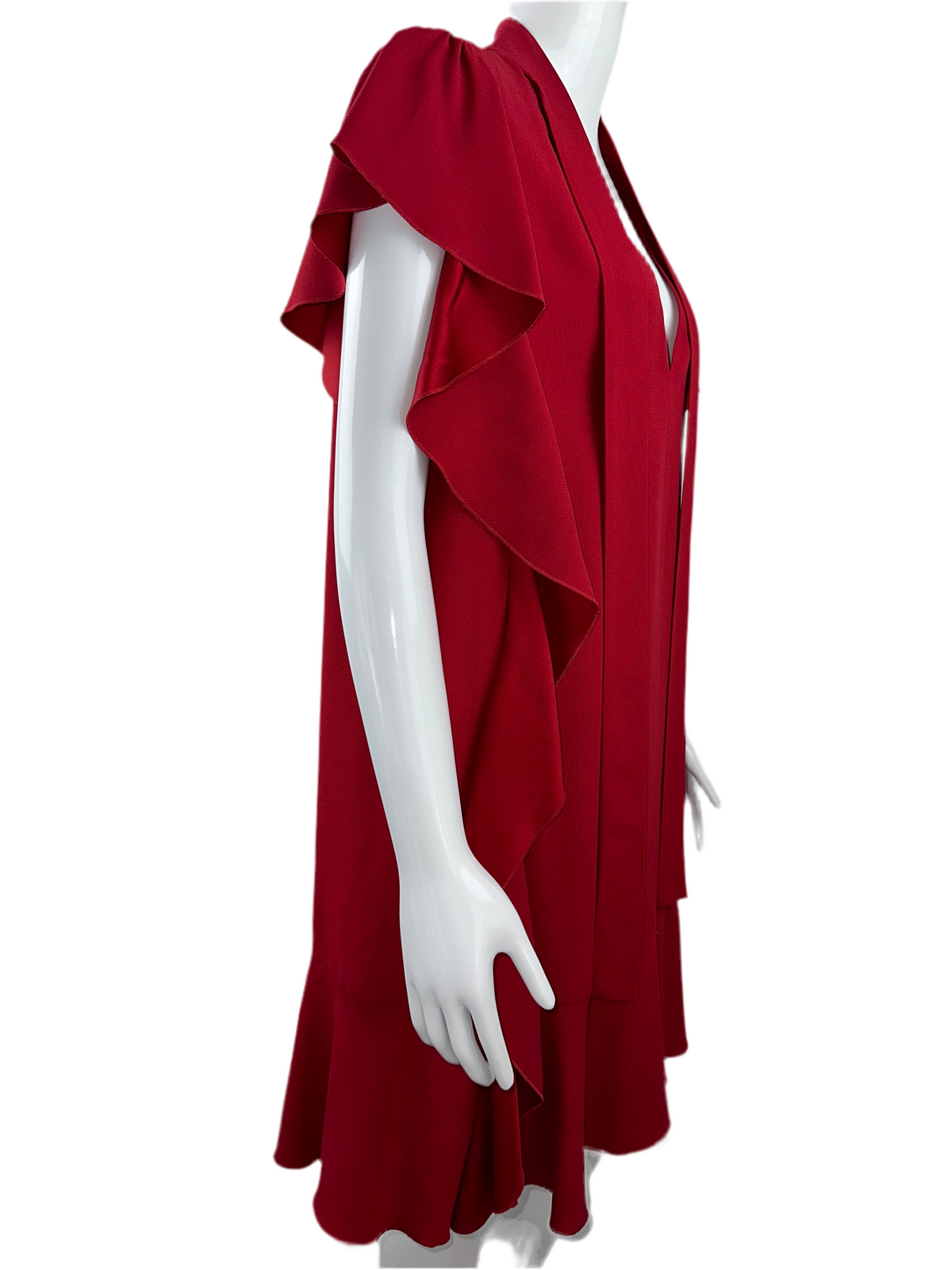 Red Valentino red dress with V-neckline and side ruffles - size 44