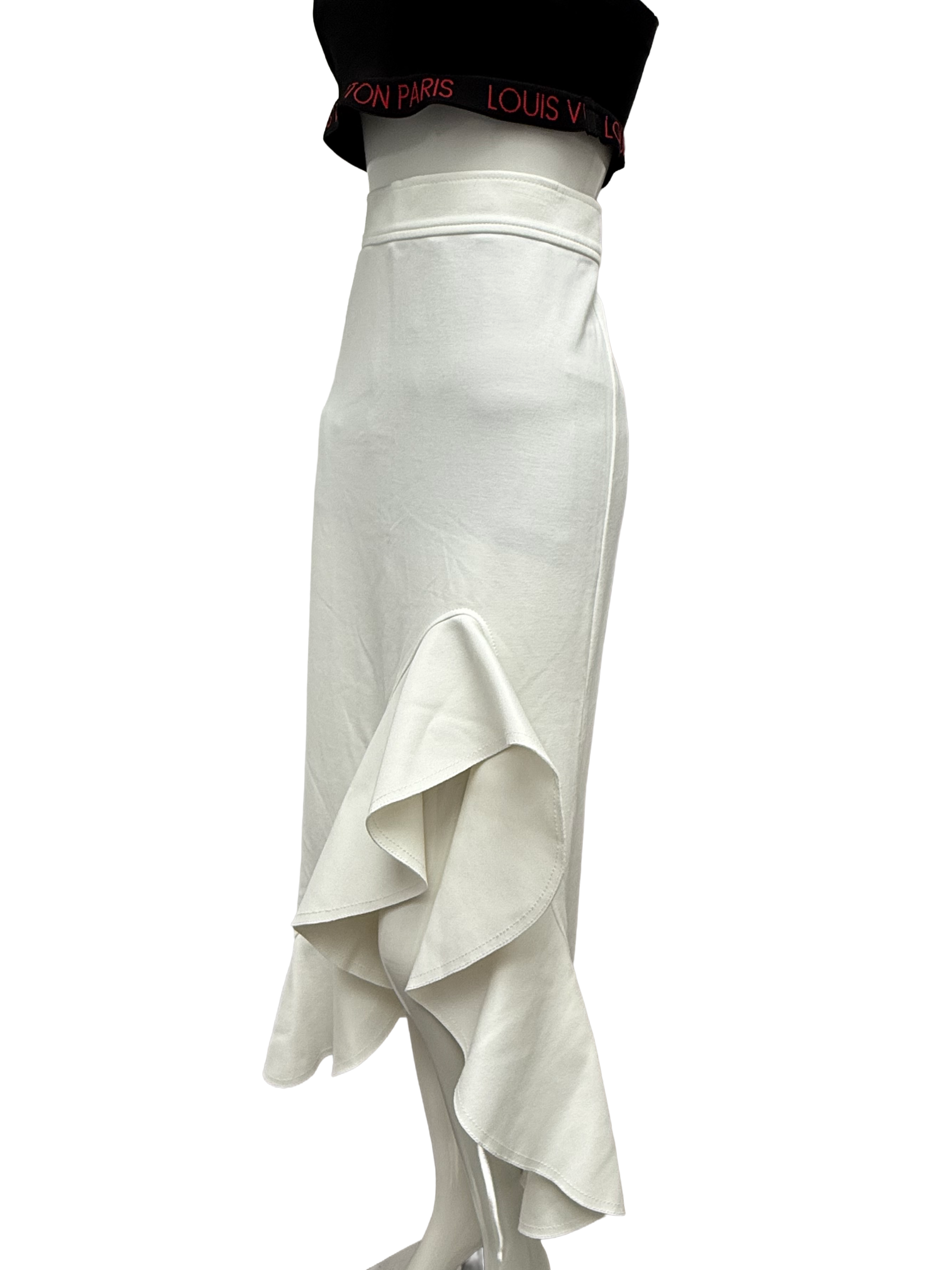Alexis white ruffled midi skirt - size S