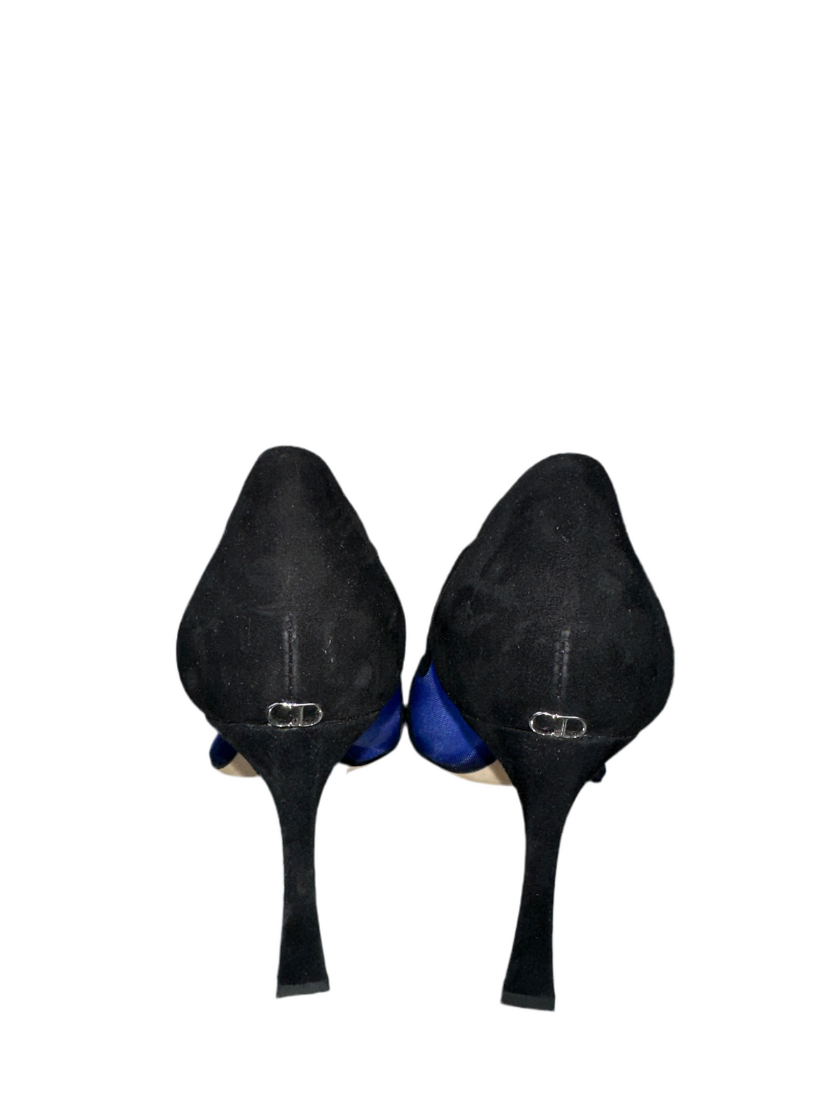 Black velvet and blue Mesh Diorella pointed toe pumps - size 36