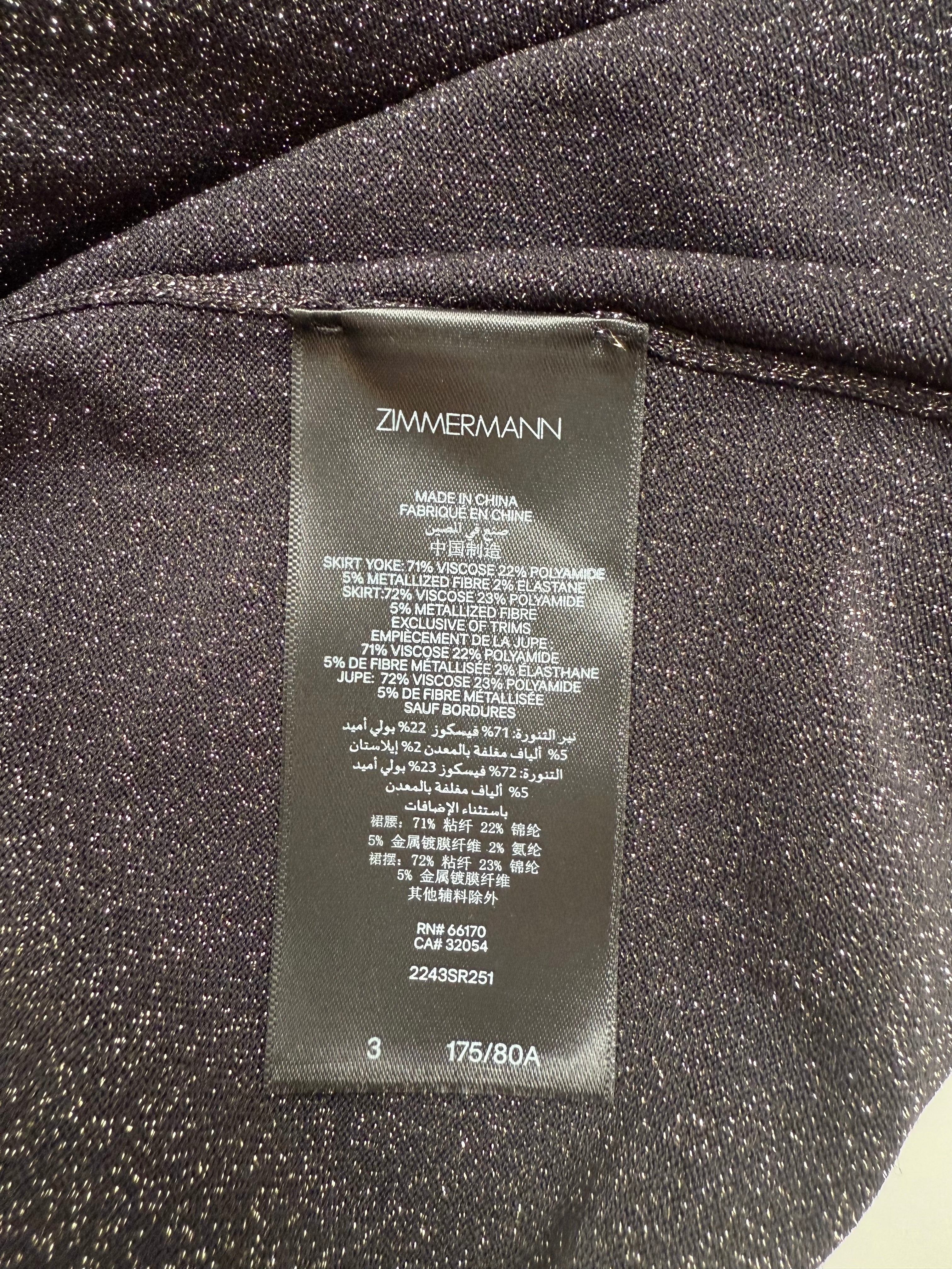 Zimmermann crush metallic skirt - size T3