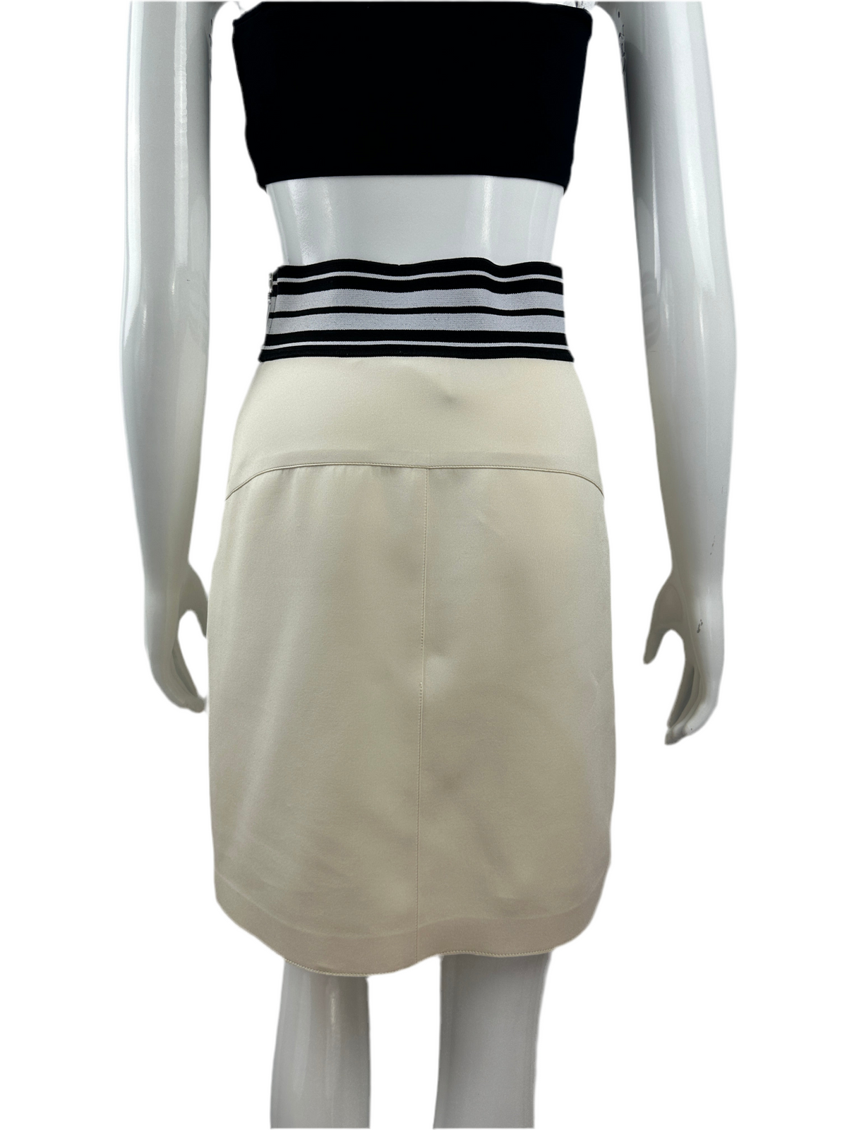 Louis Vuitton cream skirt with black and white elastic waistband - size 36