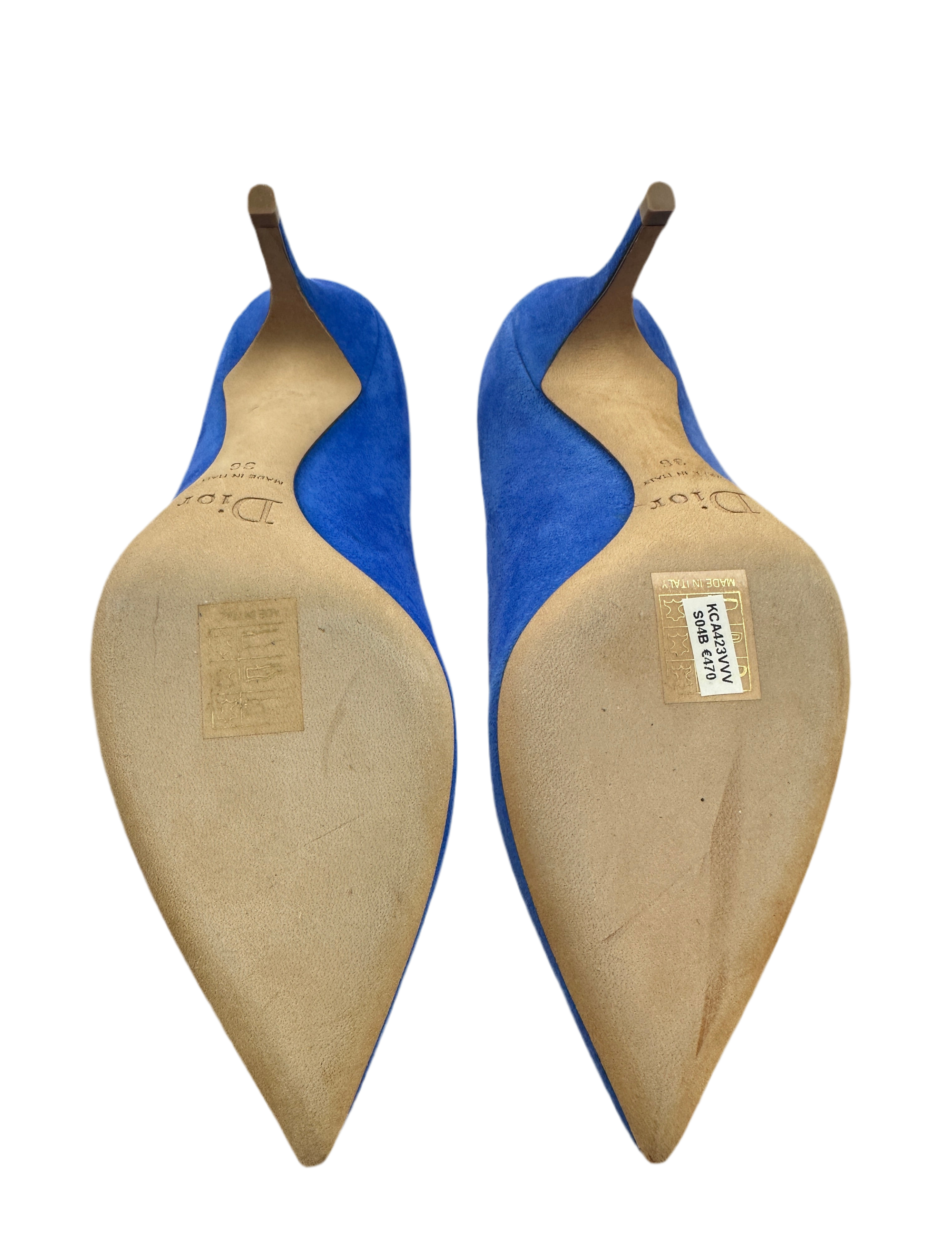 Blue velvet-effect Dior cherie pumps - size 36