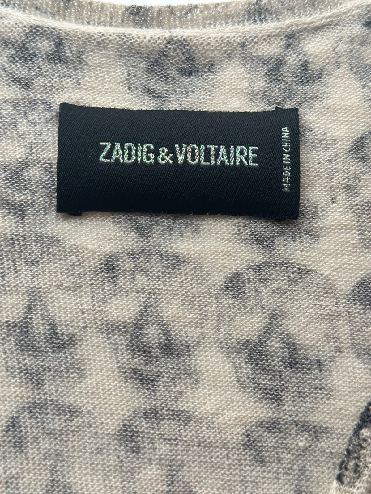 Zadig&Voltaire white 3/4-sleeve top with black skull motif - size 34