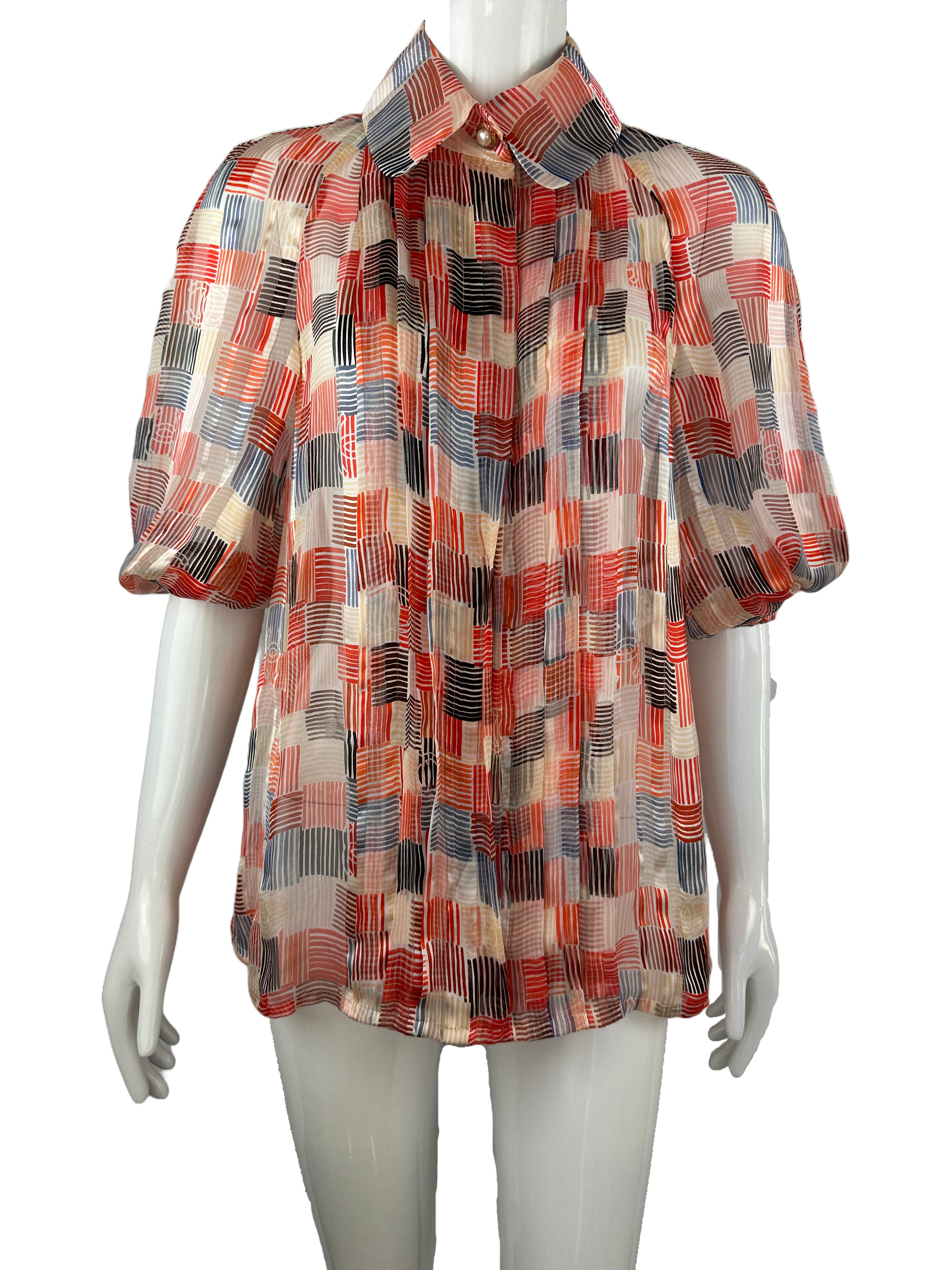 Chanel colorful 3/4-sleeve blouse - size 36