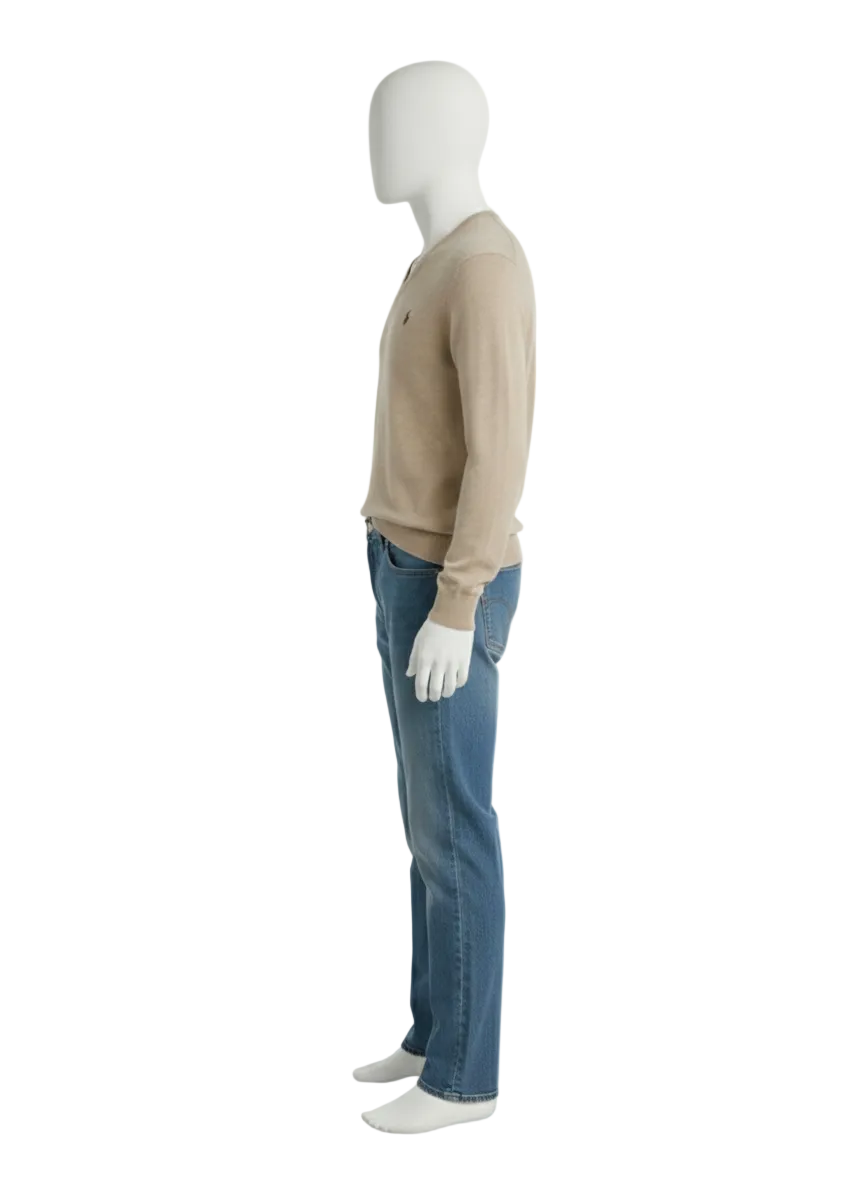Polo Ralph Lauren beige pima cotton v-neck sweater - size M