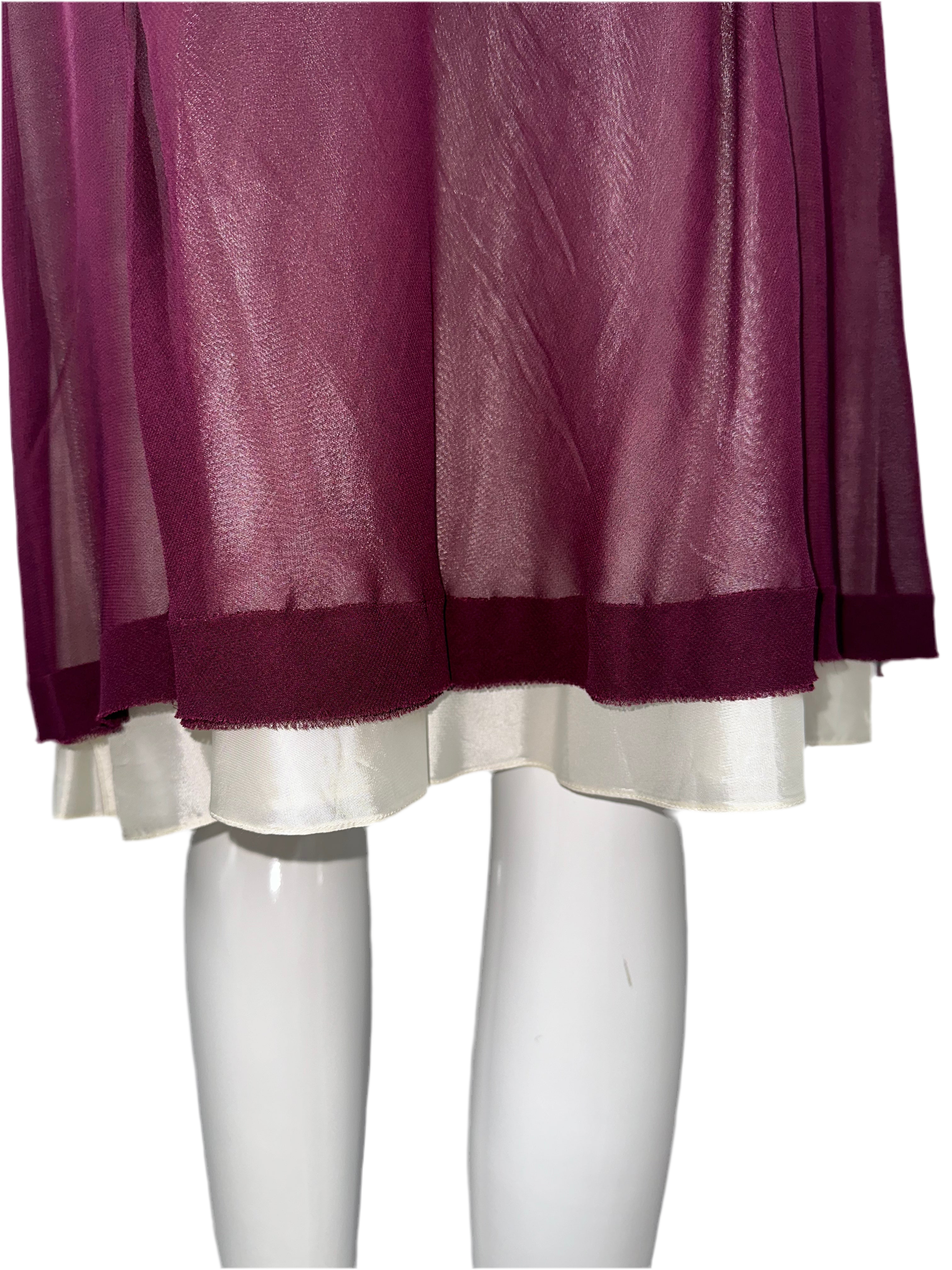 Louis Vuitton Purple chiffon flared skirt with cream lining - size 38