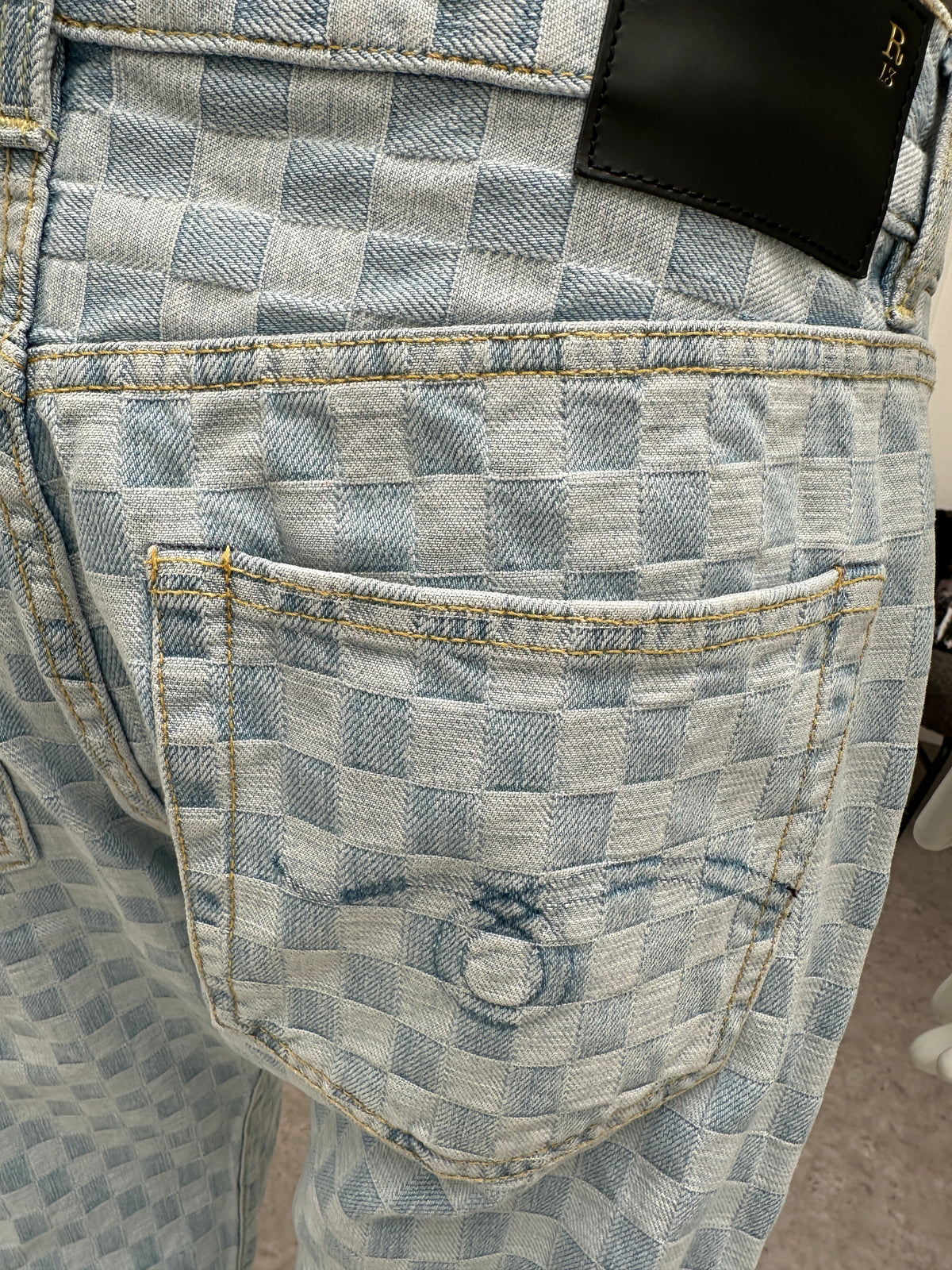 R13 checkered denim pants - size 26