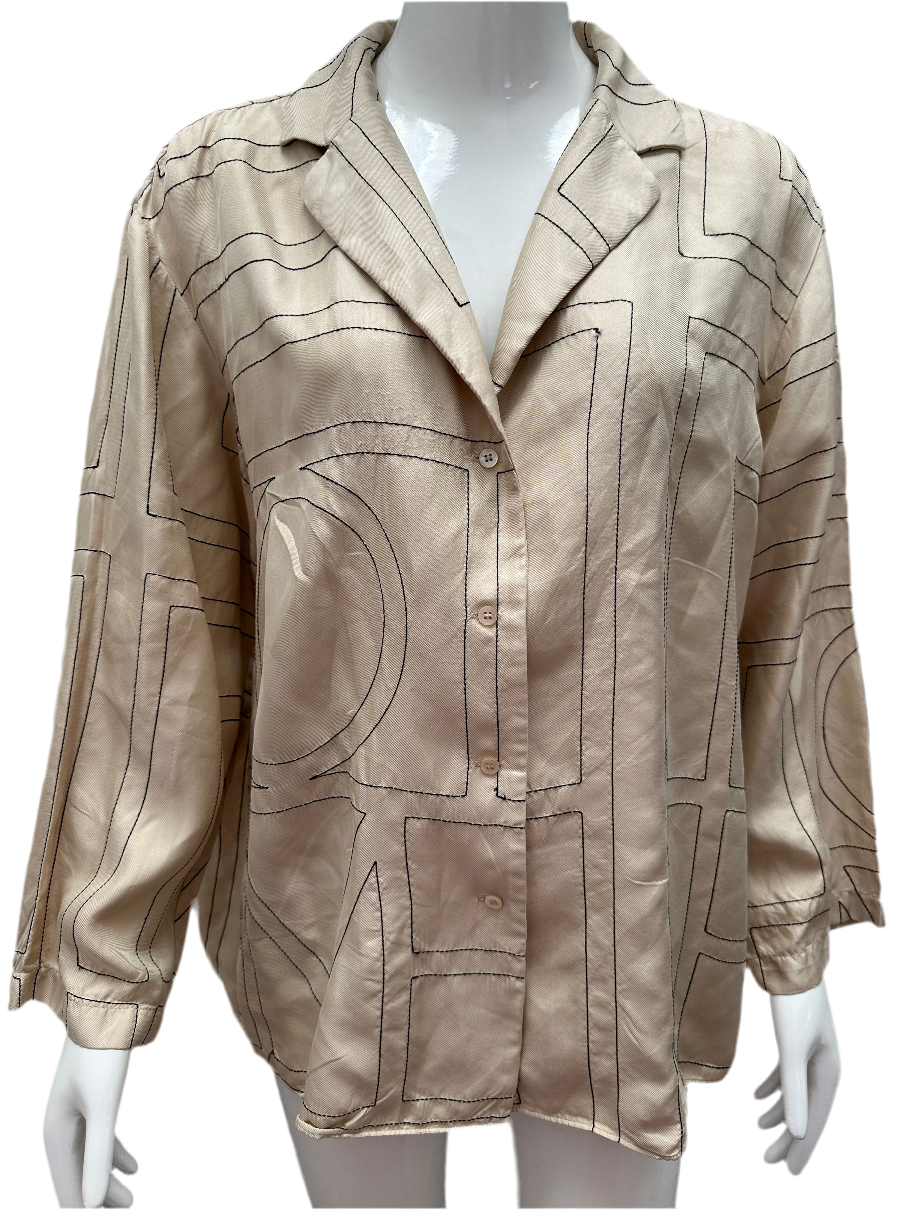 Toteme monogram silk pj top - size 36