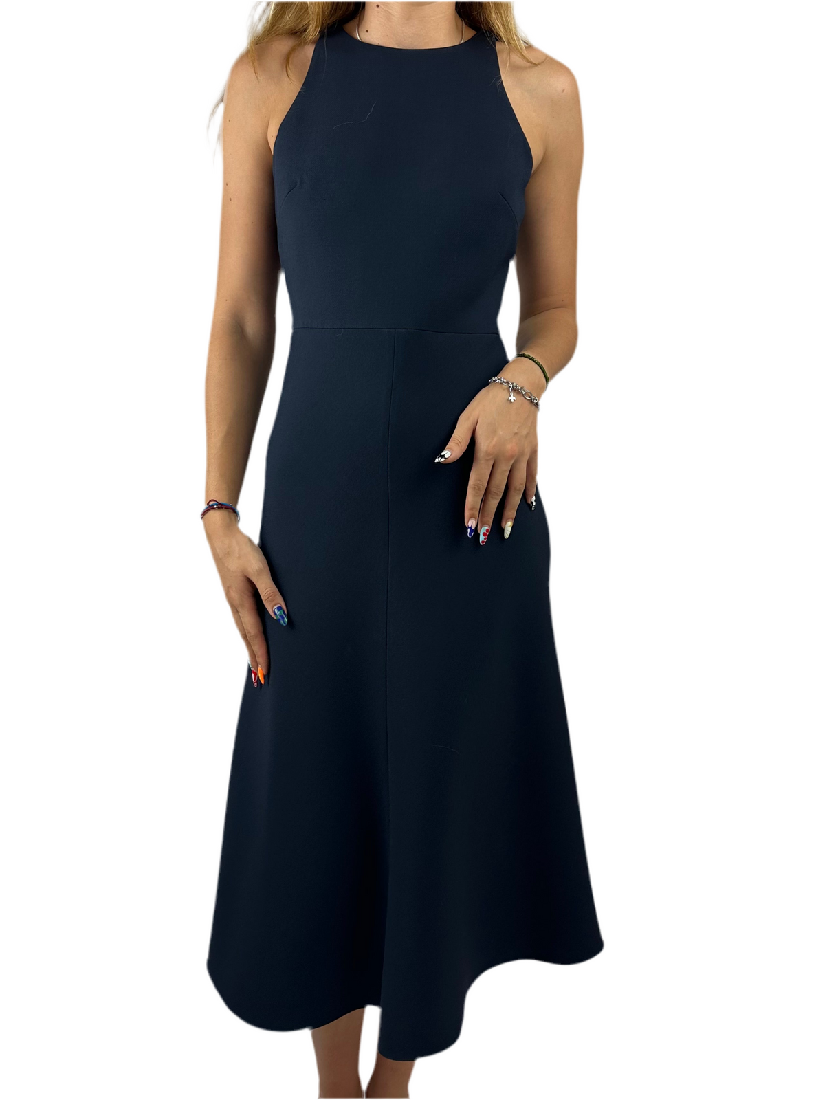 Dior sleeveless midnight blue dress in wool/silk  - size 36 FR