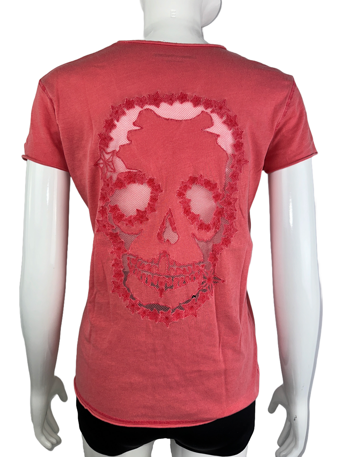 Zadig & Voltaire red tee shirt with skull on back - size 34