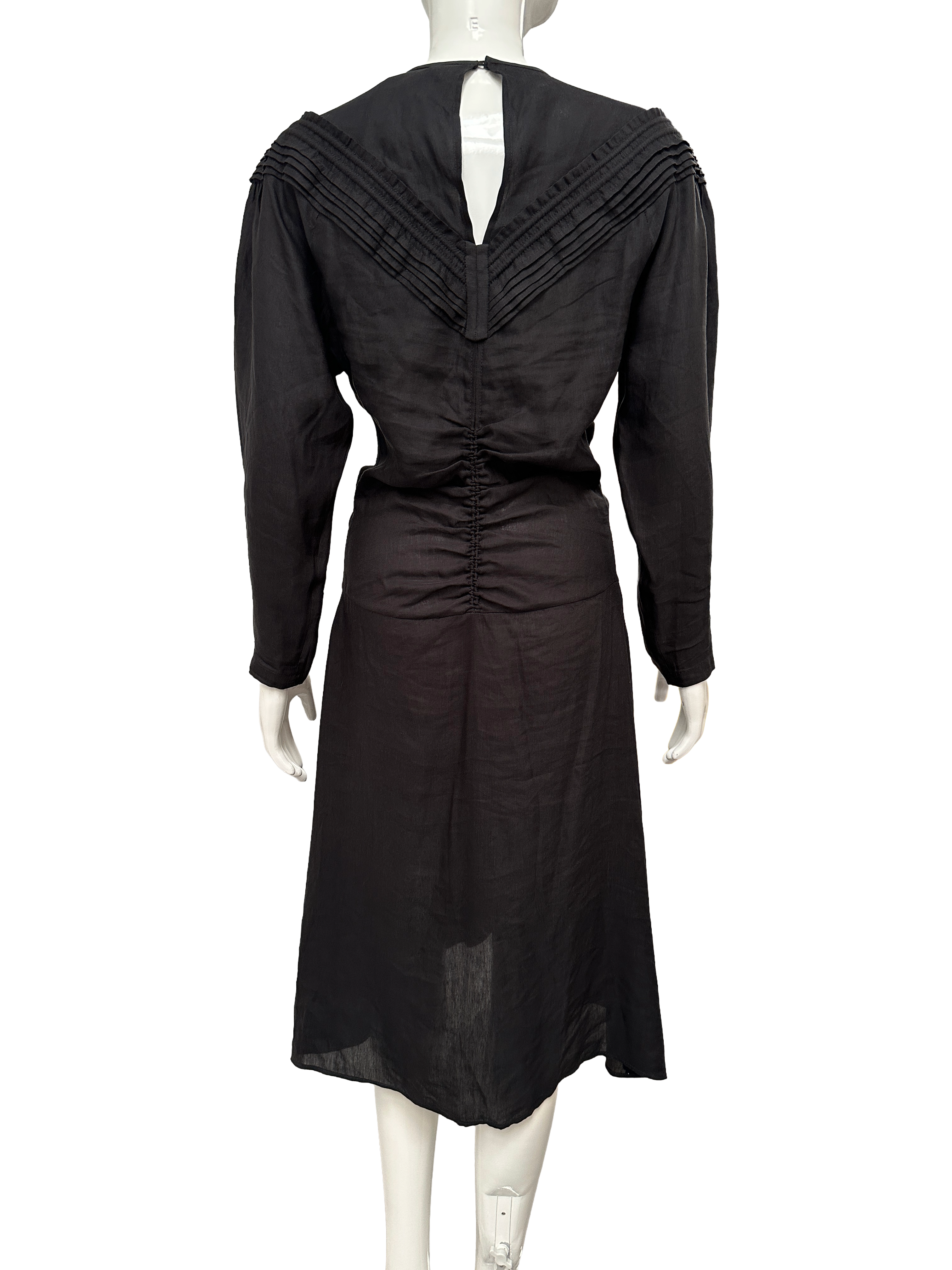 Iro black gathered midi dress - size 36