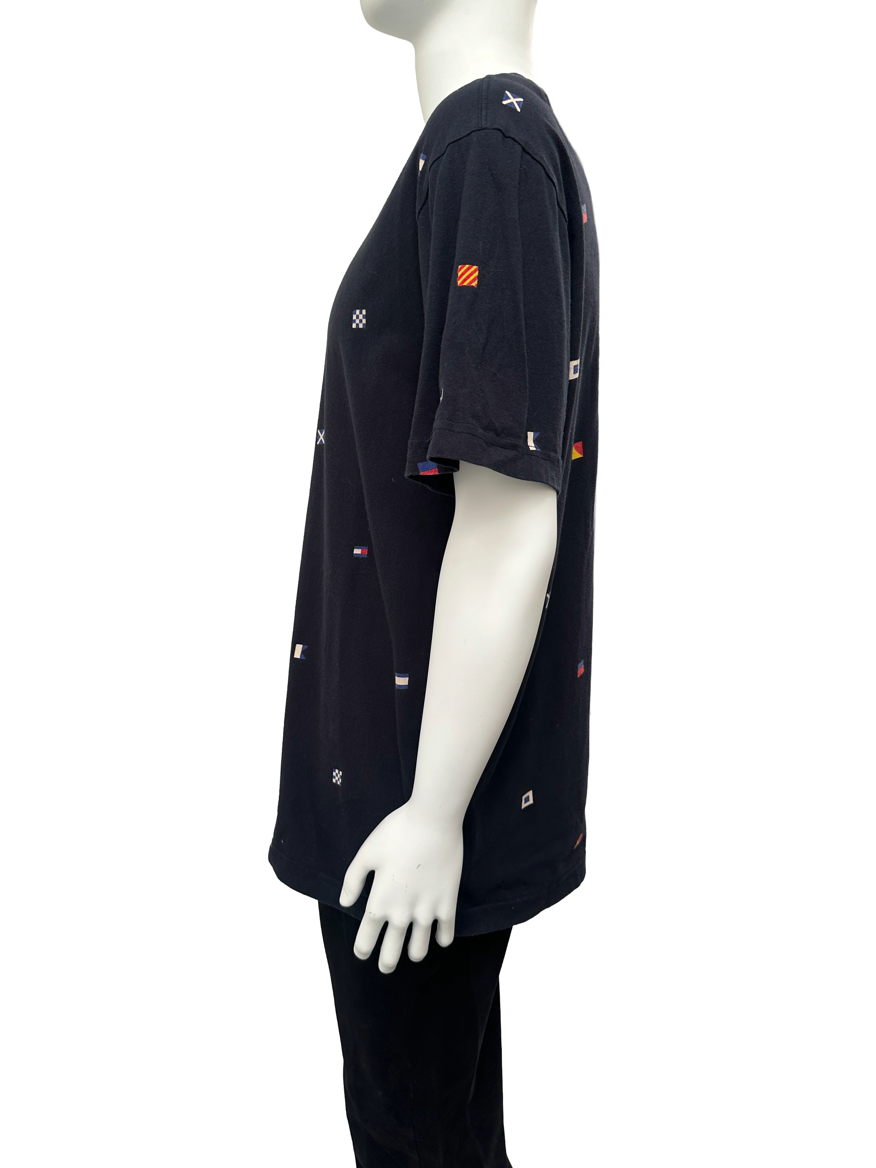 Tommy Jeans navy nautical flags print t-shirt - size L