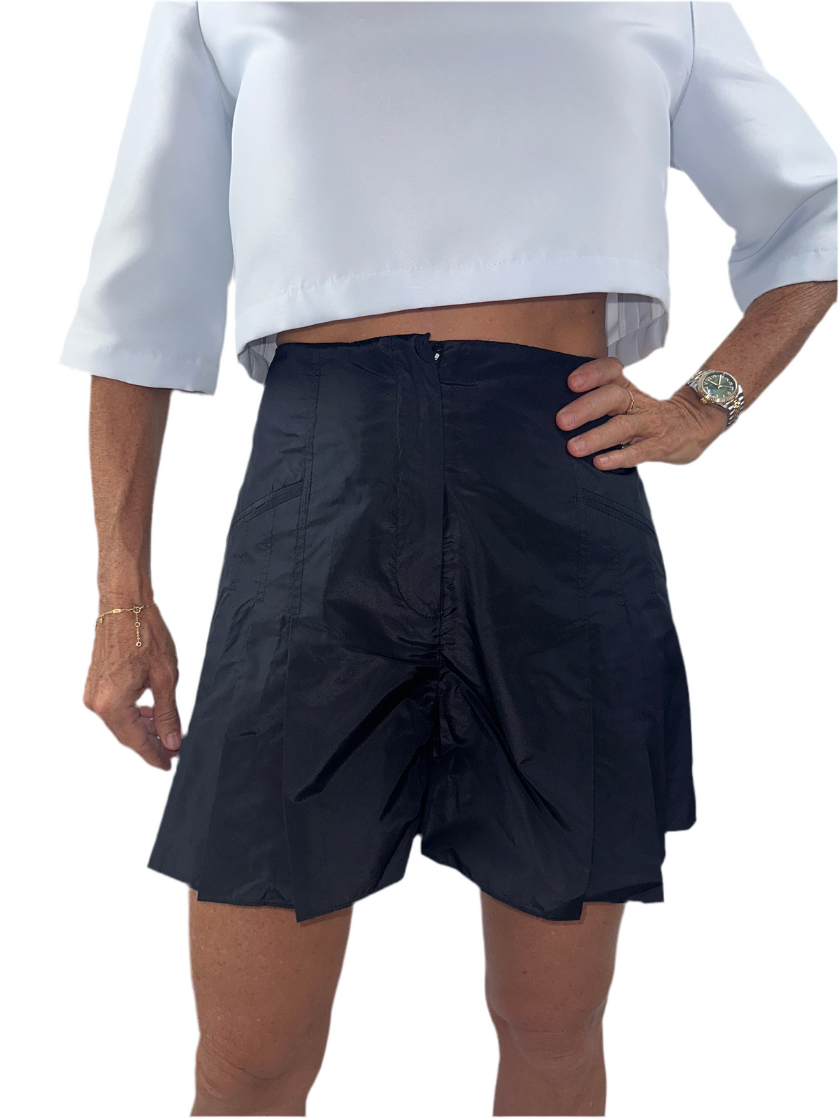 Dior navy blue tafta shorts with pleated effect - size 36