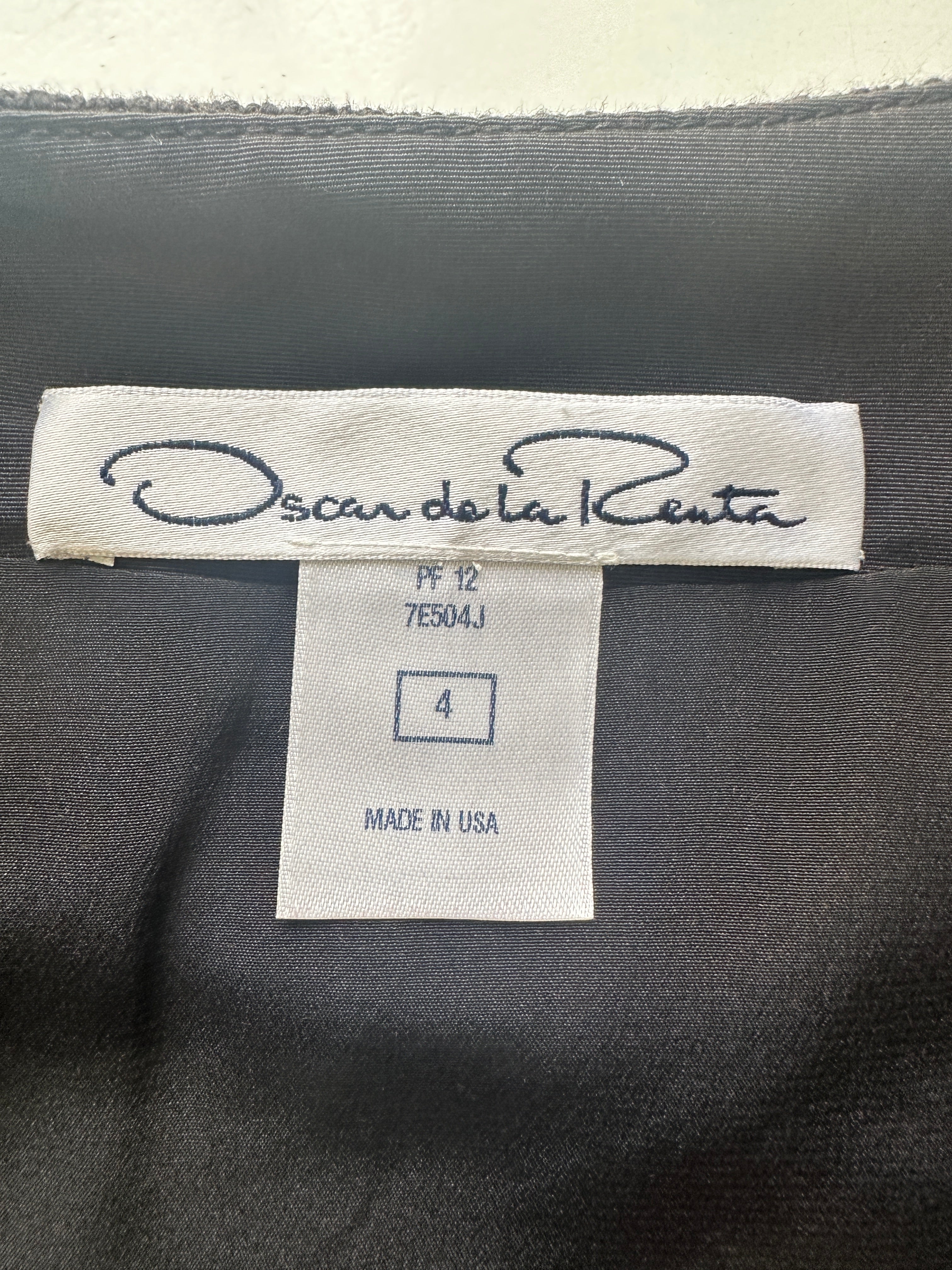 Oscar de la Renta black, white and grey jacket with geometric pattern - size 36