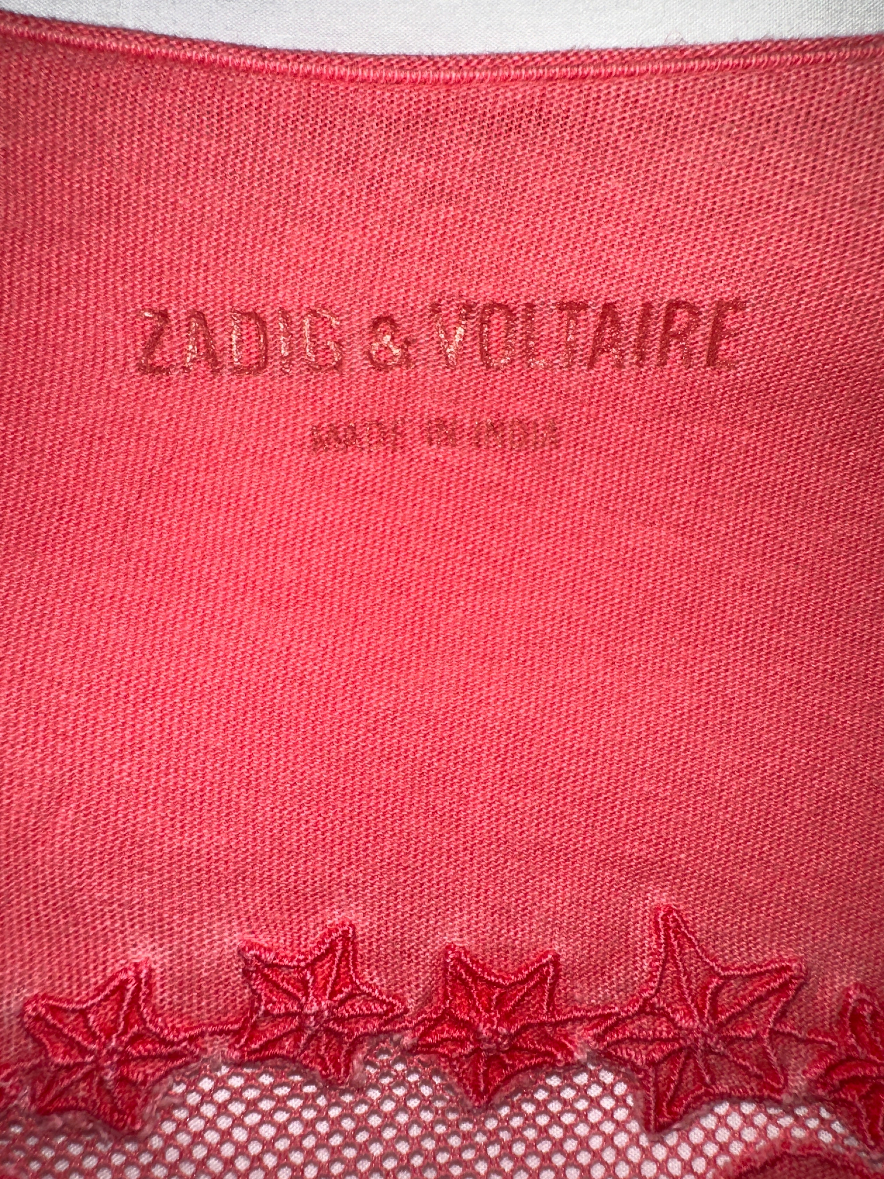 Zadig & Voltaire red tee shirt with skull on back - size 34