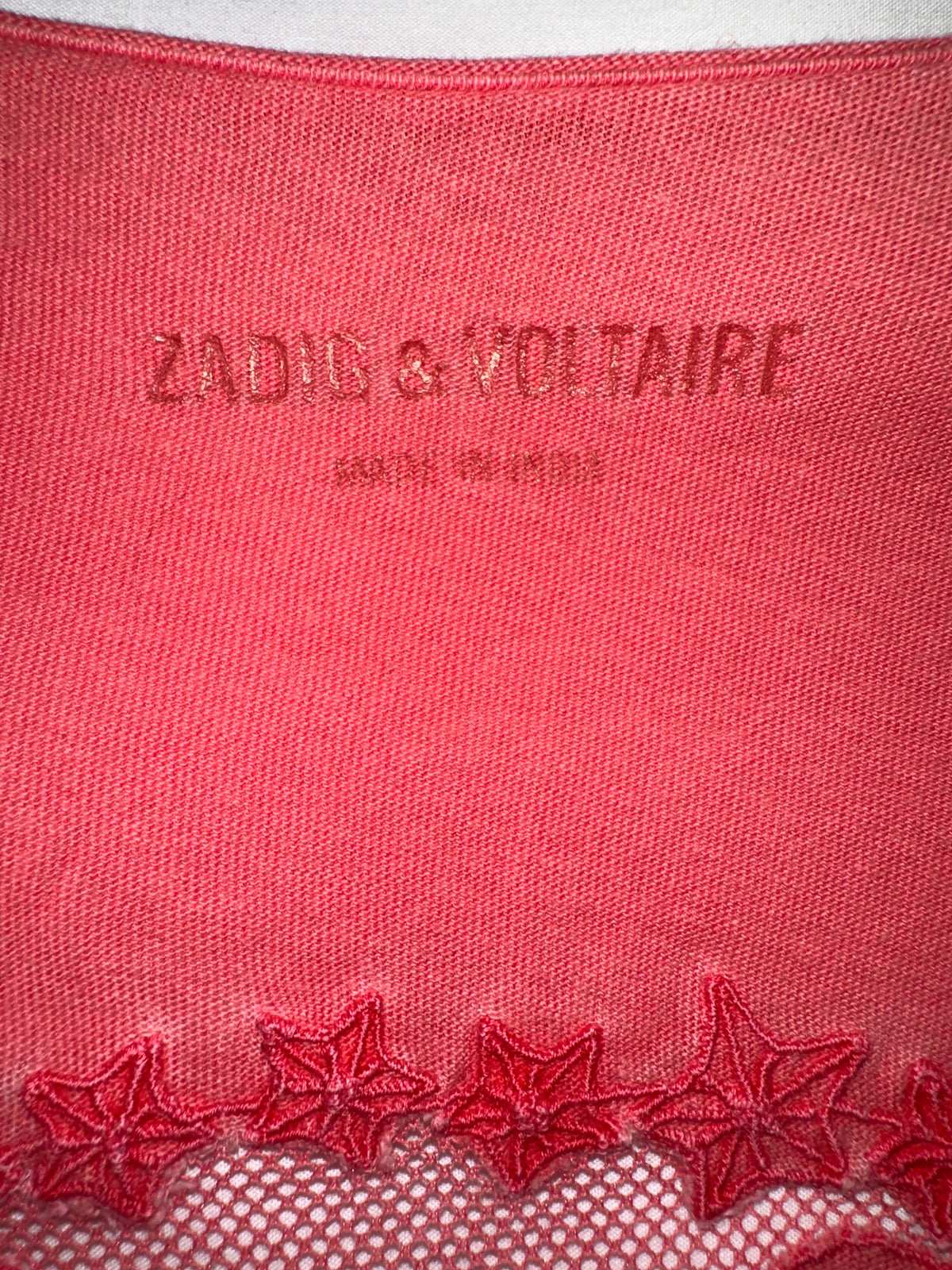 Zadig & Voltaire red tee shirt with skull on back - size 34