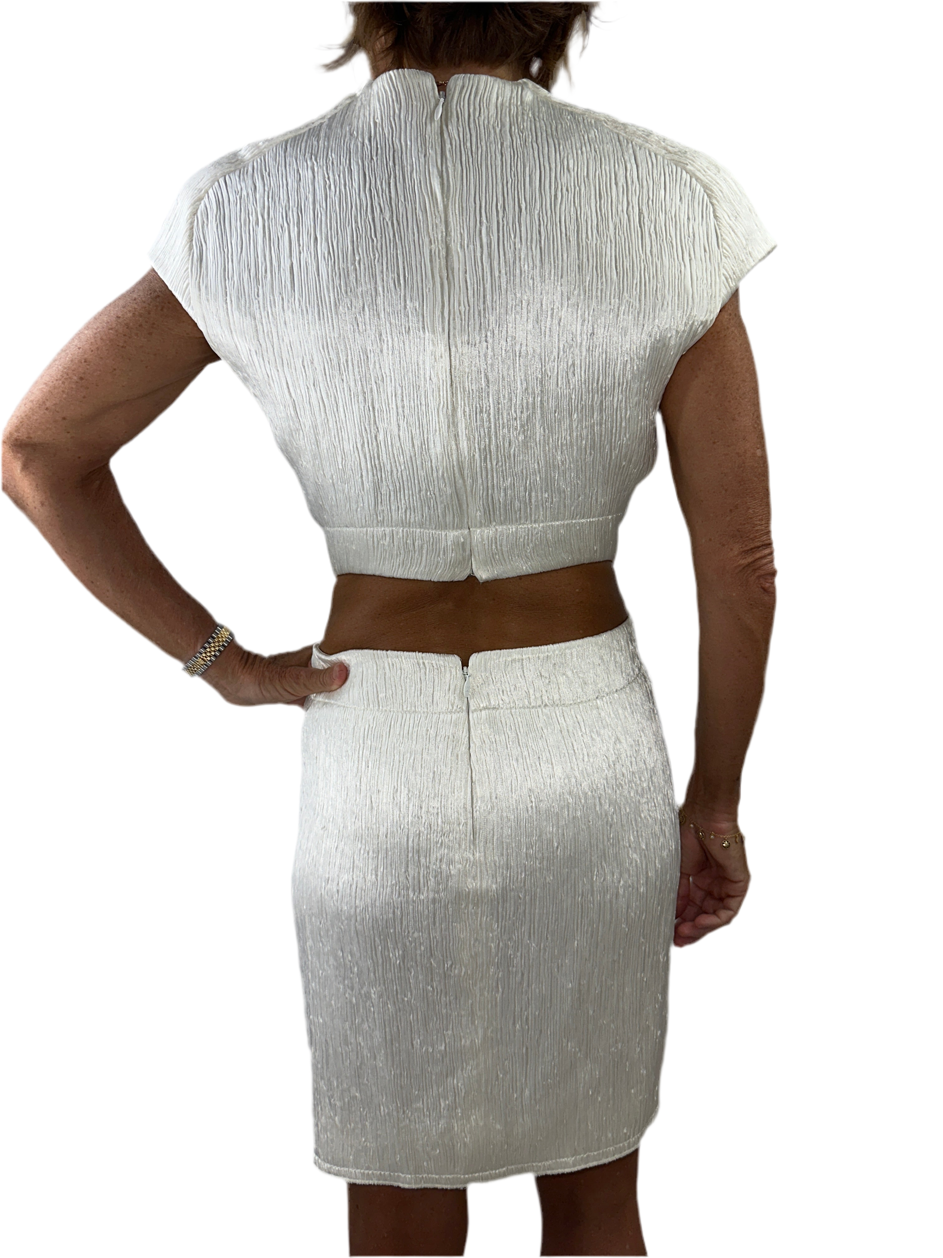 Louis vuitton bow dress white with silver shine - size 36