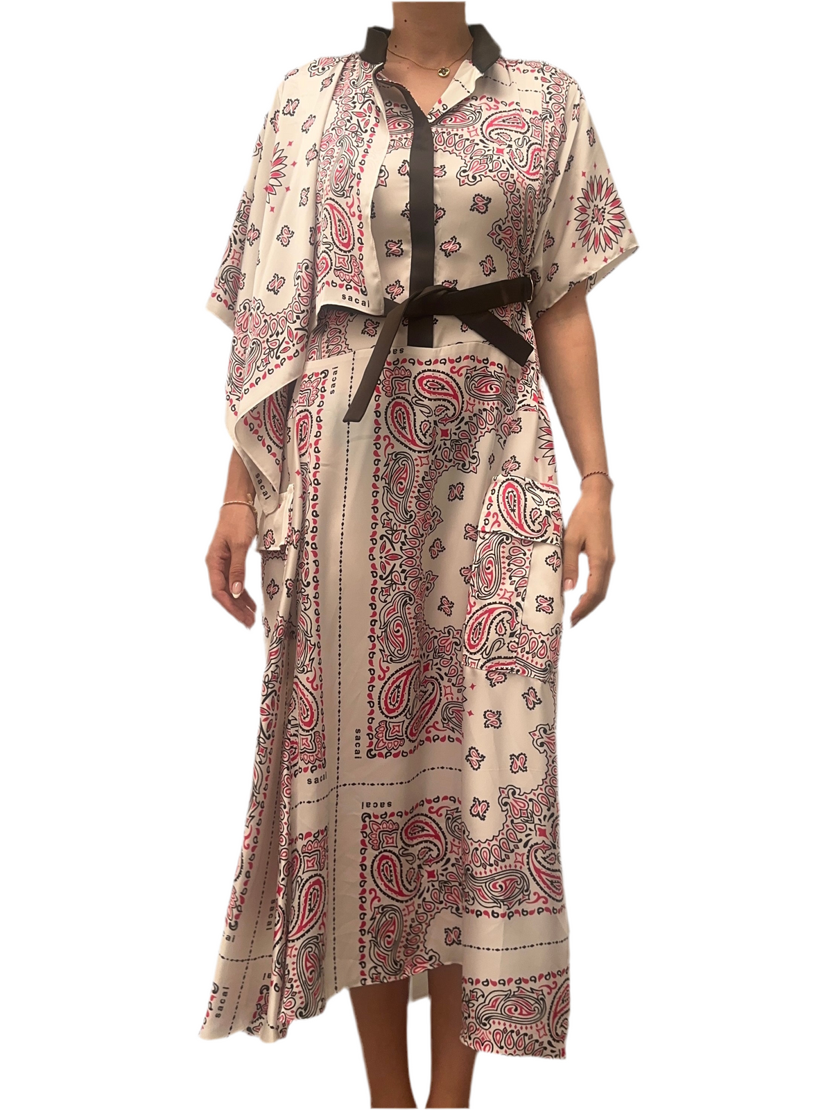 Sacai asymmetrical dress with bandana print - size 38