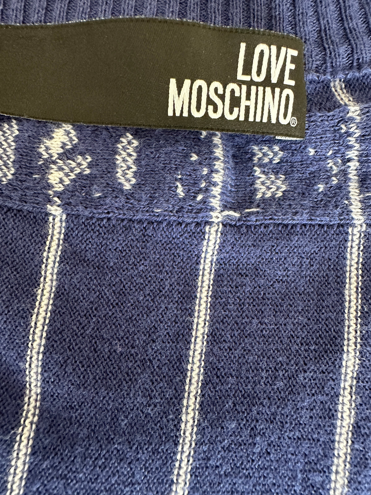 Love Moschino blue sweater with white stripes - size 36