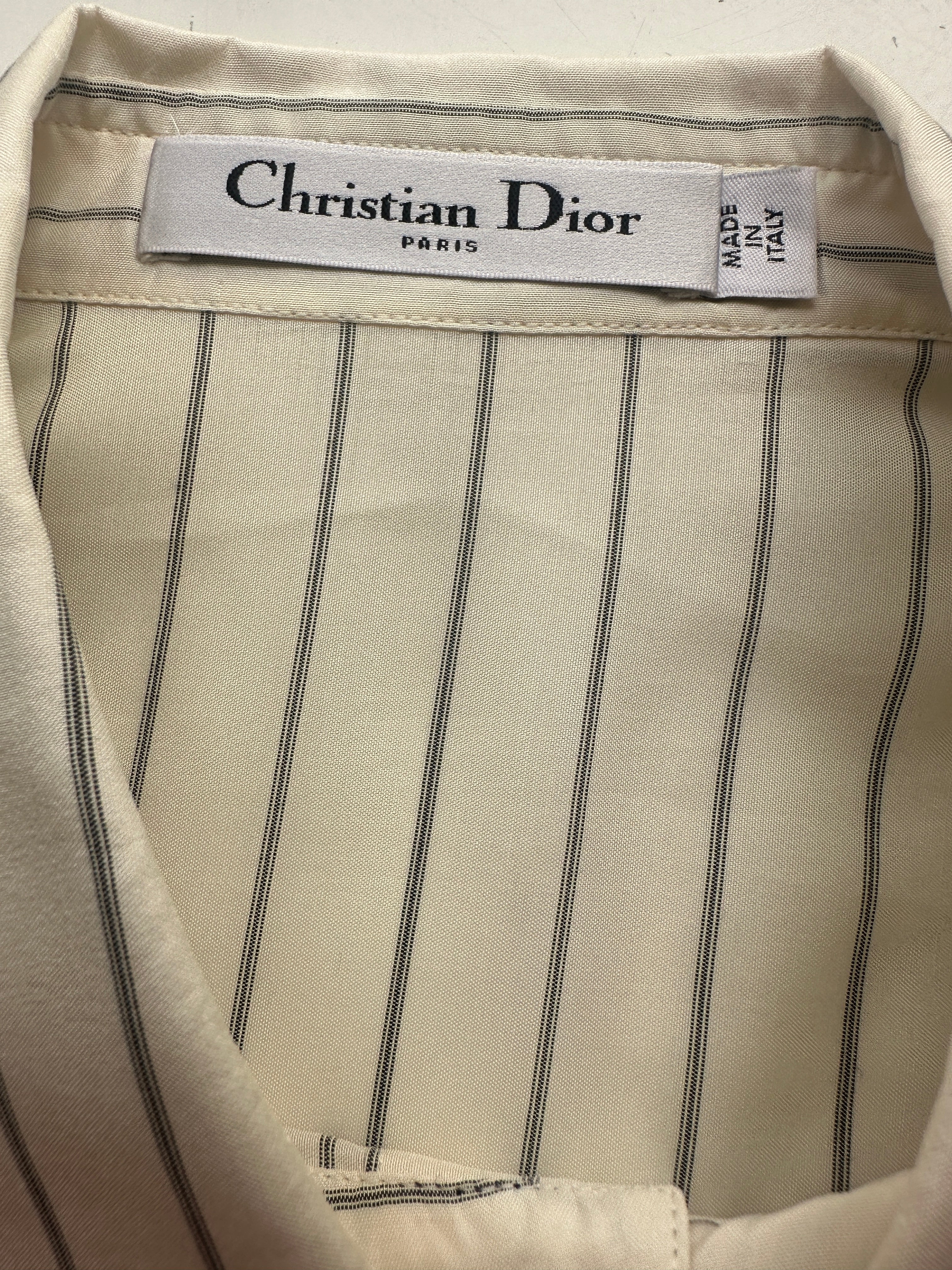 Dior white and black striped sleeveless blouse - size 36