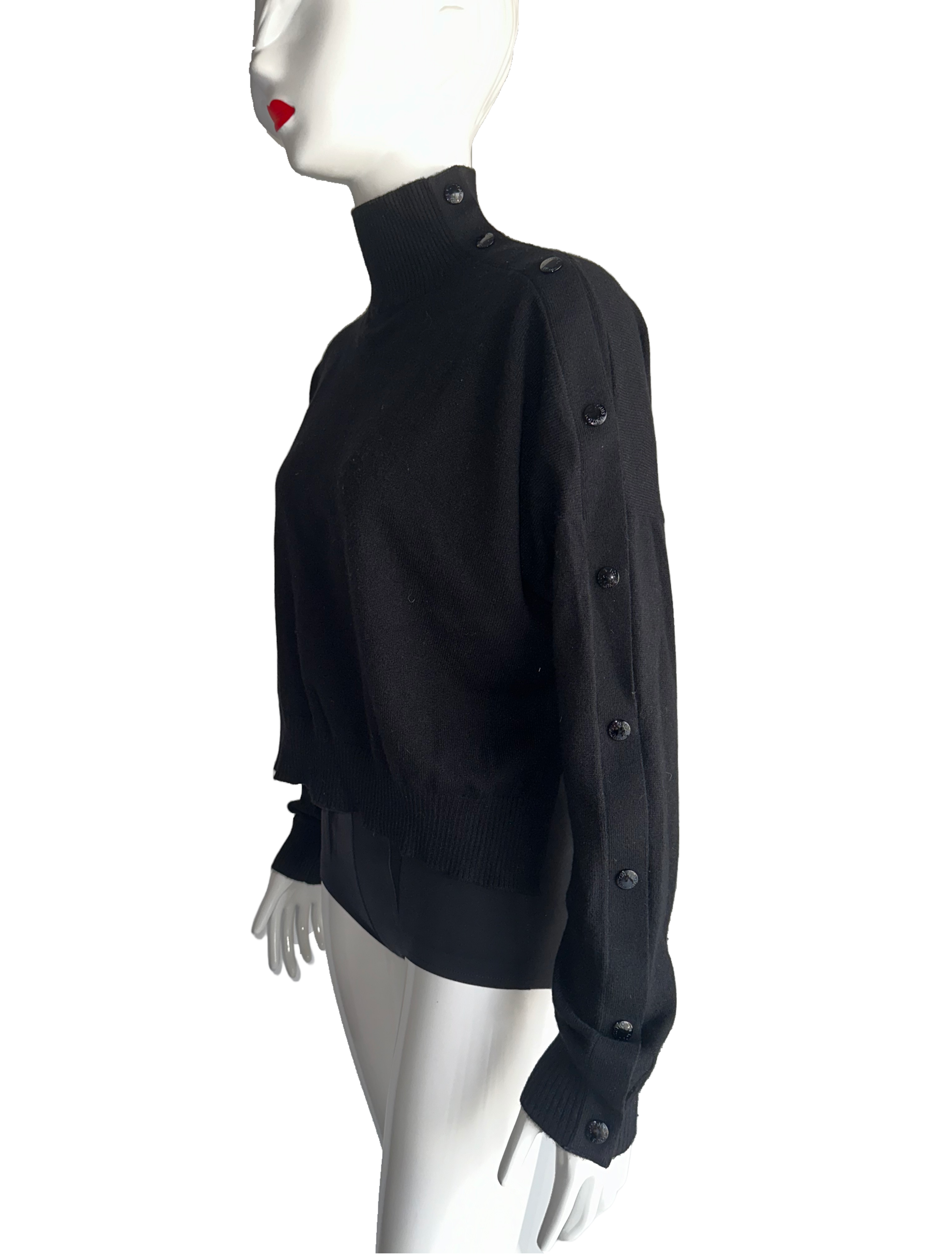 Louis Vuitton black turtleneck left shoulder button opening - size 34