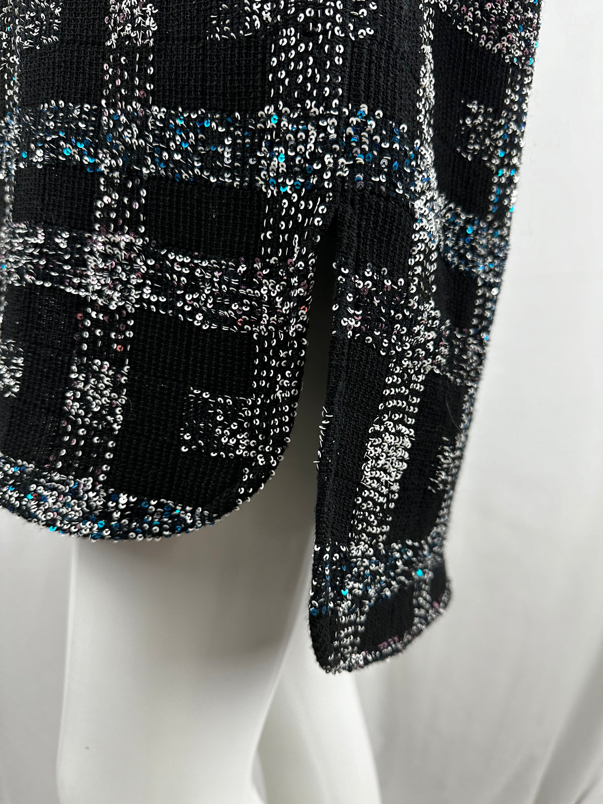 Chanel on black shirt with blue and pink white sequins - size 34