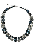 Swarovski gema necklace mixed cuts, blue and white, rhodium plated
