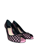 Dior black & pink suede & satin cannage pumps - size 36