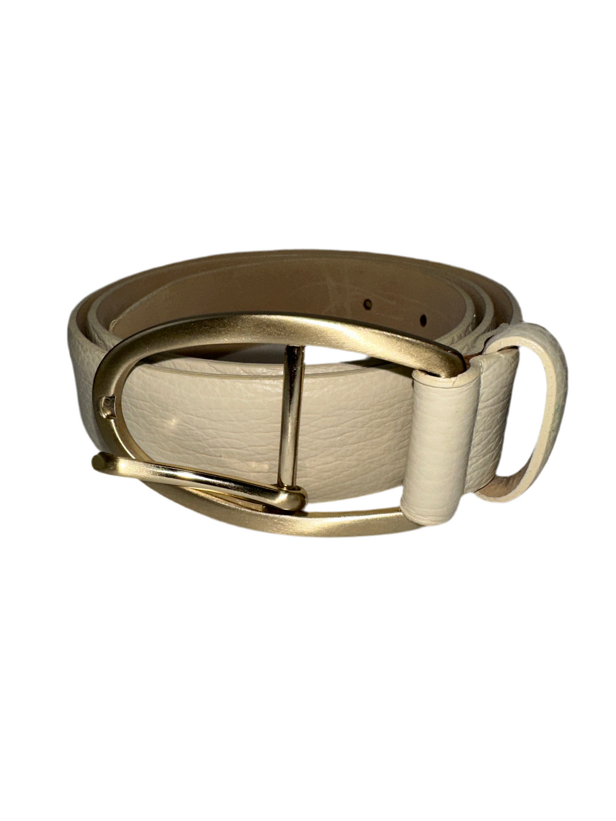 Hugo Boss cream belt with gold buckle