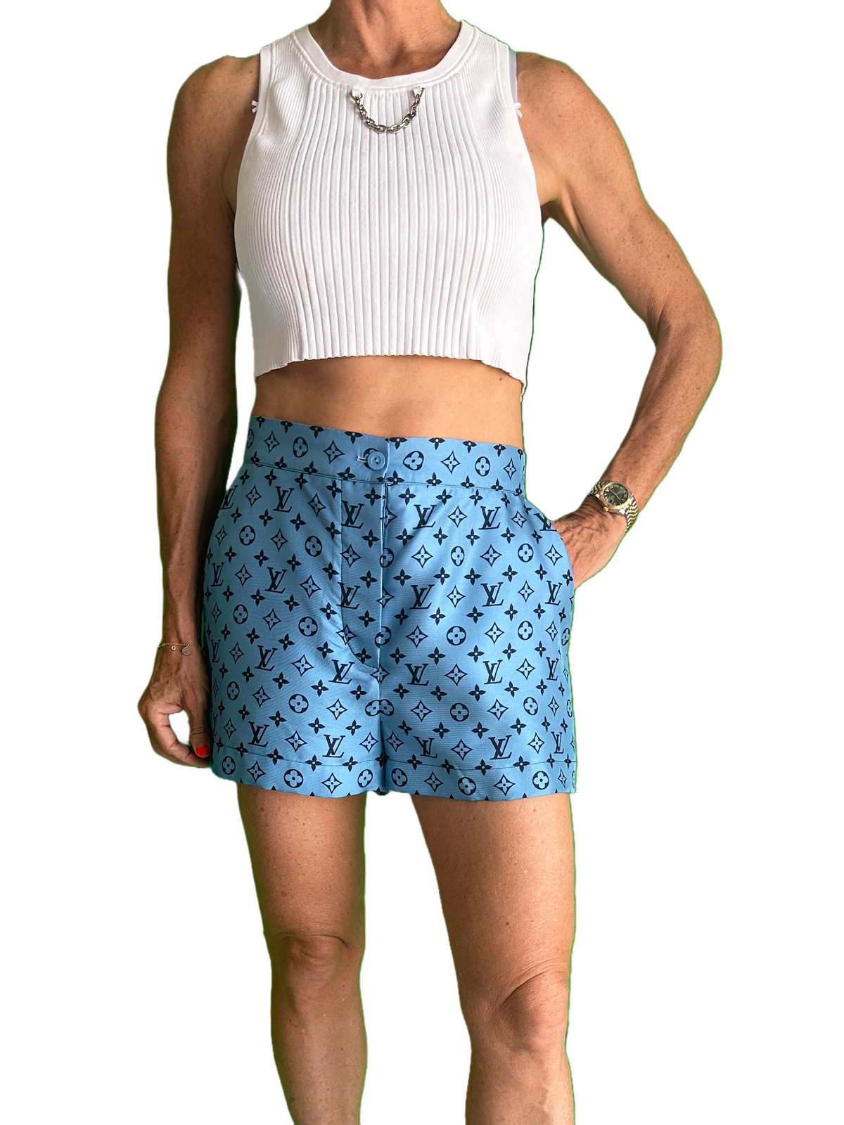 Louis Vuitton blue monogrammed shorts - size 36