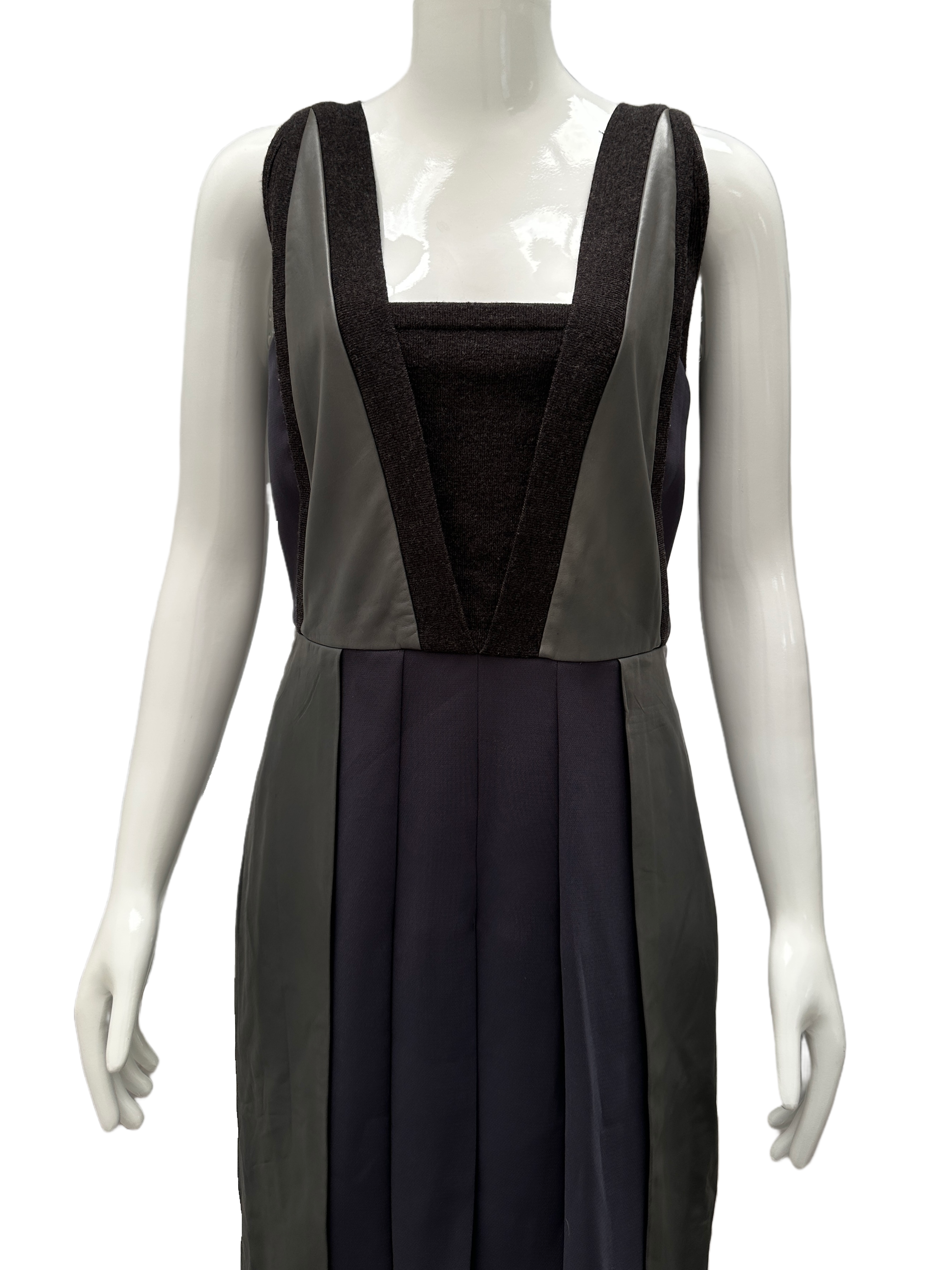 SportMax grey dress with leather details - size 40