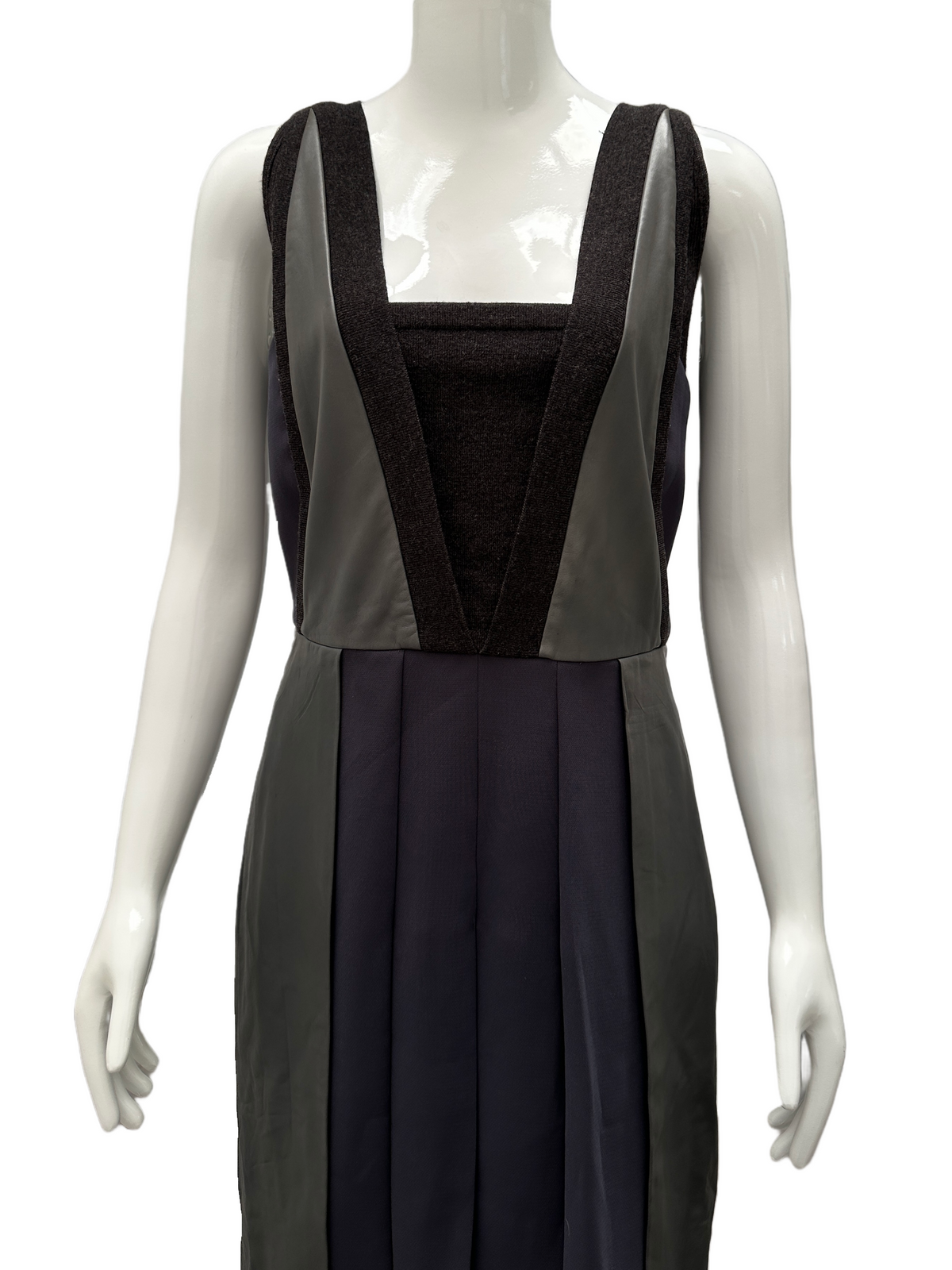 SportMax grey dress with leather details - size 40