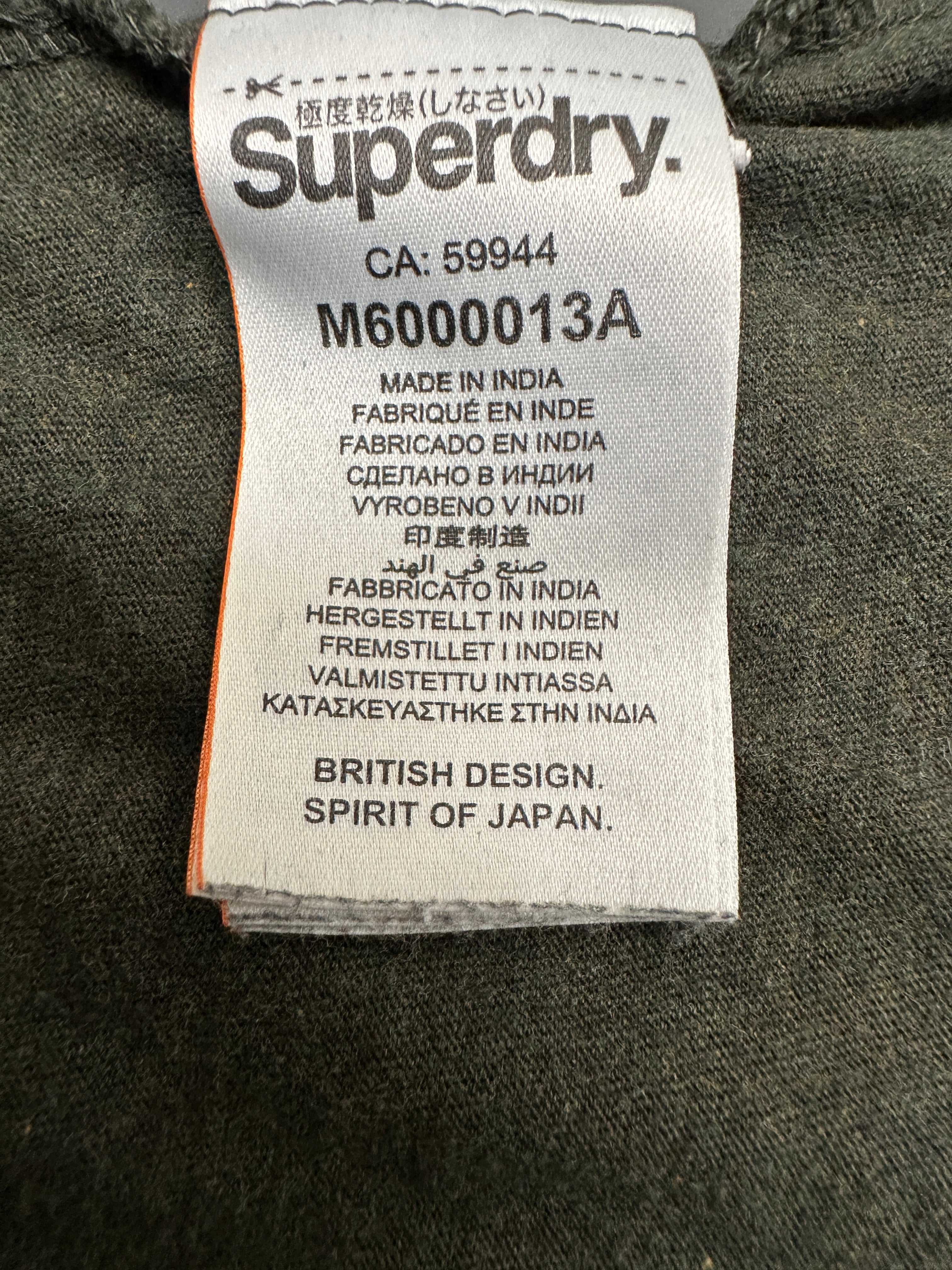 Superdry orange label khaki green long sleeves t-shirt - size M