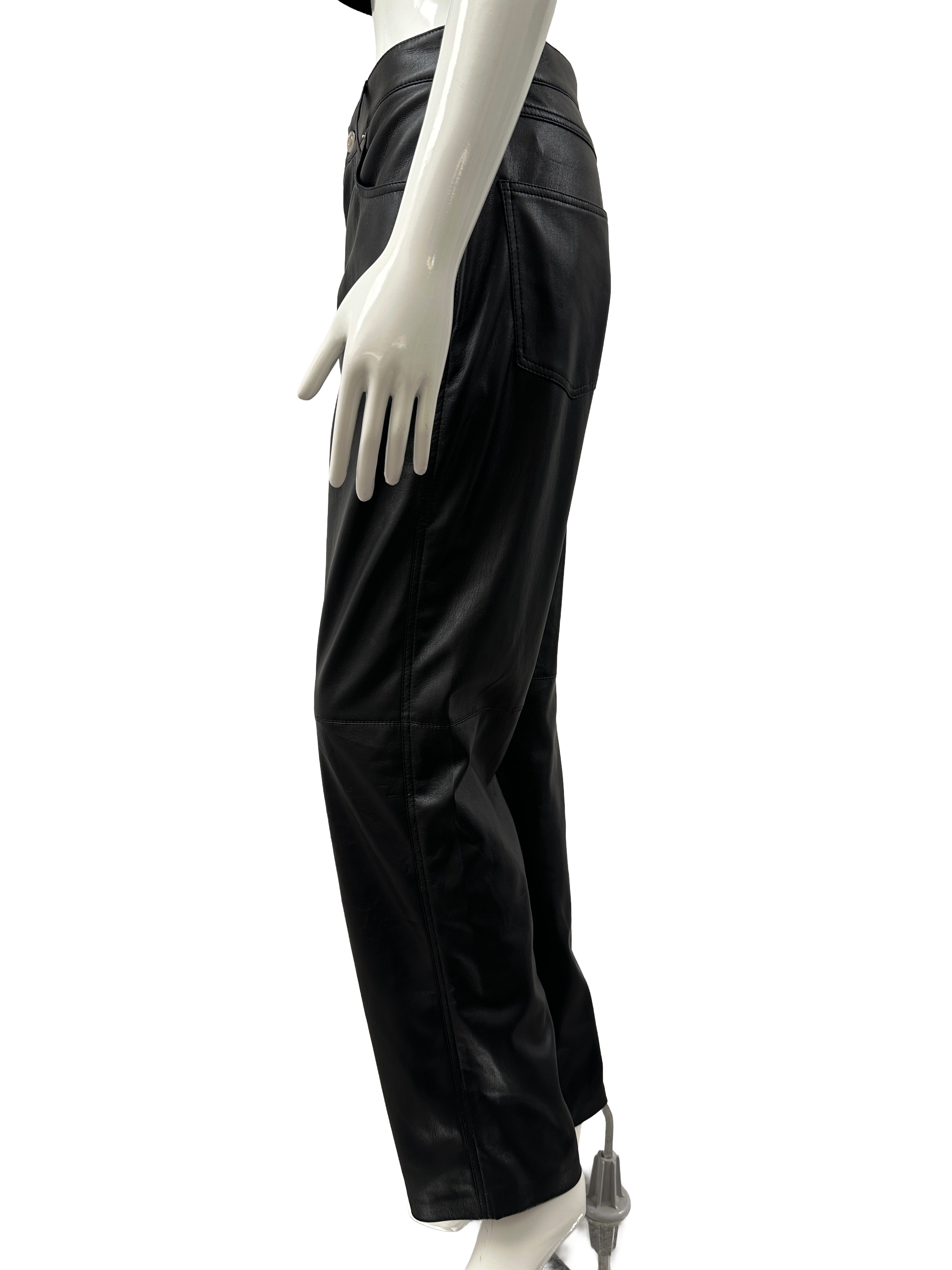 Nanushka black faux leather straight-leg pants - size M