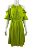 Louis Vuitton green cocktail dress with bare shoulder - size 34